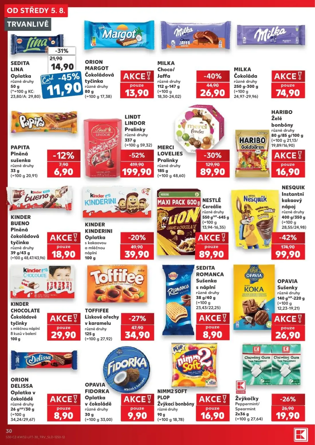 Kaufland leták, strana 30 z 54 — LINDT LINDOR Pralinky, NESQUIK Instantní kakaový nápoj, MERCI LOVELIES Pralinky