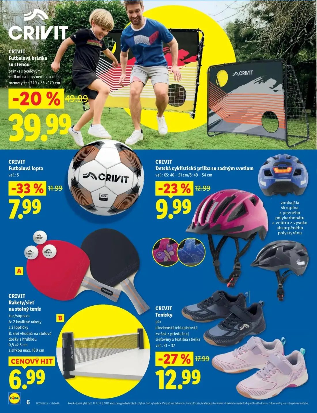 Lidl leták, strana 6 z 8 — Futbalová bránka so stenou, Tenisky, Futbalová lopta