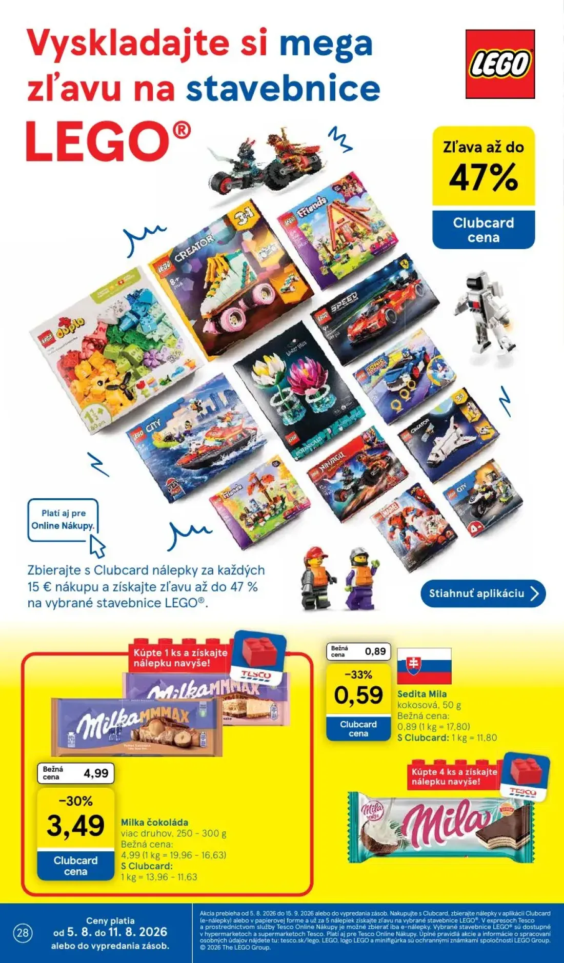 Tesco Supermarket leták, strana 28 z 29 — Milka čokoláda, Sedita Mila kokosová