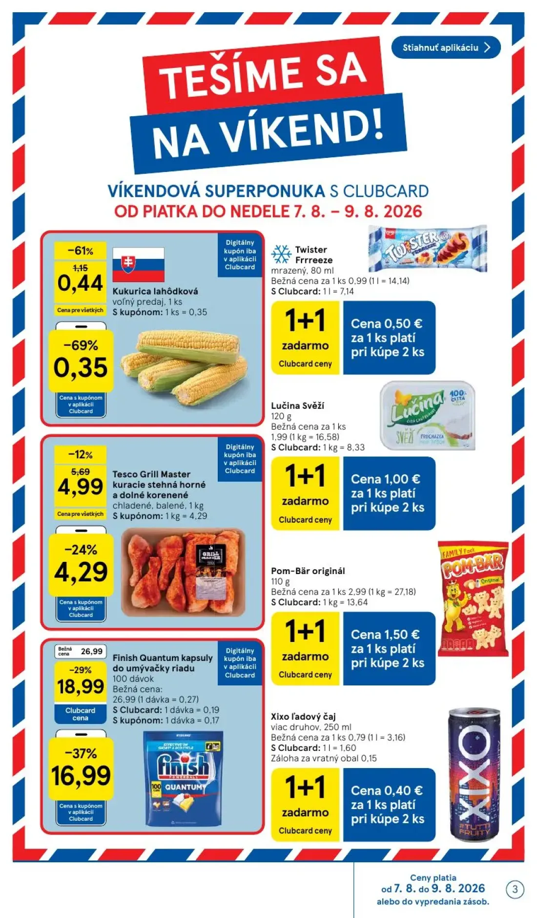 Tesco leták, strana 3 z 52 — Finish Quantum kapsuly do umývačky riadu, Pom-Bär originál, Tesco Grill Master kuracie stehná h…