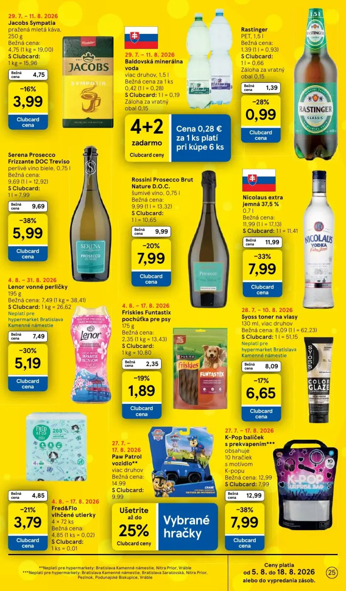 Tesco leták, strana 25 z 52 — Nicolaus extra jemná 37,5%, Serena Prosecco Frizzante DOC Treviso, Lenor vonné perličky