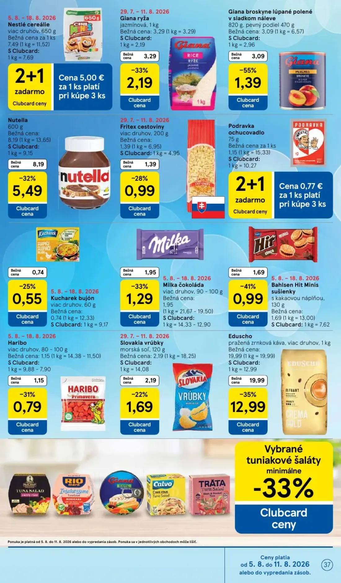 Tesco leták, strana 37 z 52 — Nutella, Nestlé cereálie, Giana ryža jazmínová