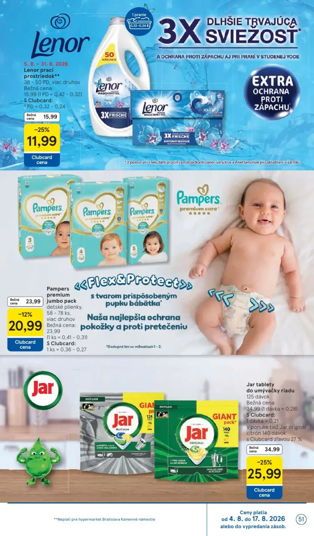 Tesco leták, strana 51 z 52 — Jar tablety do umývačky riadu, Lenor prací prostriedok
