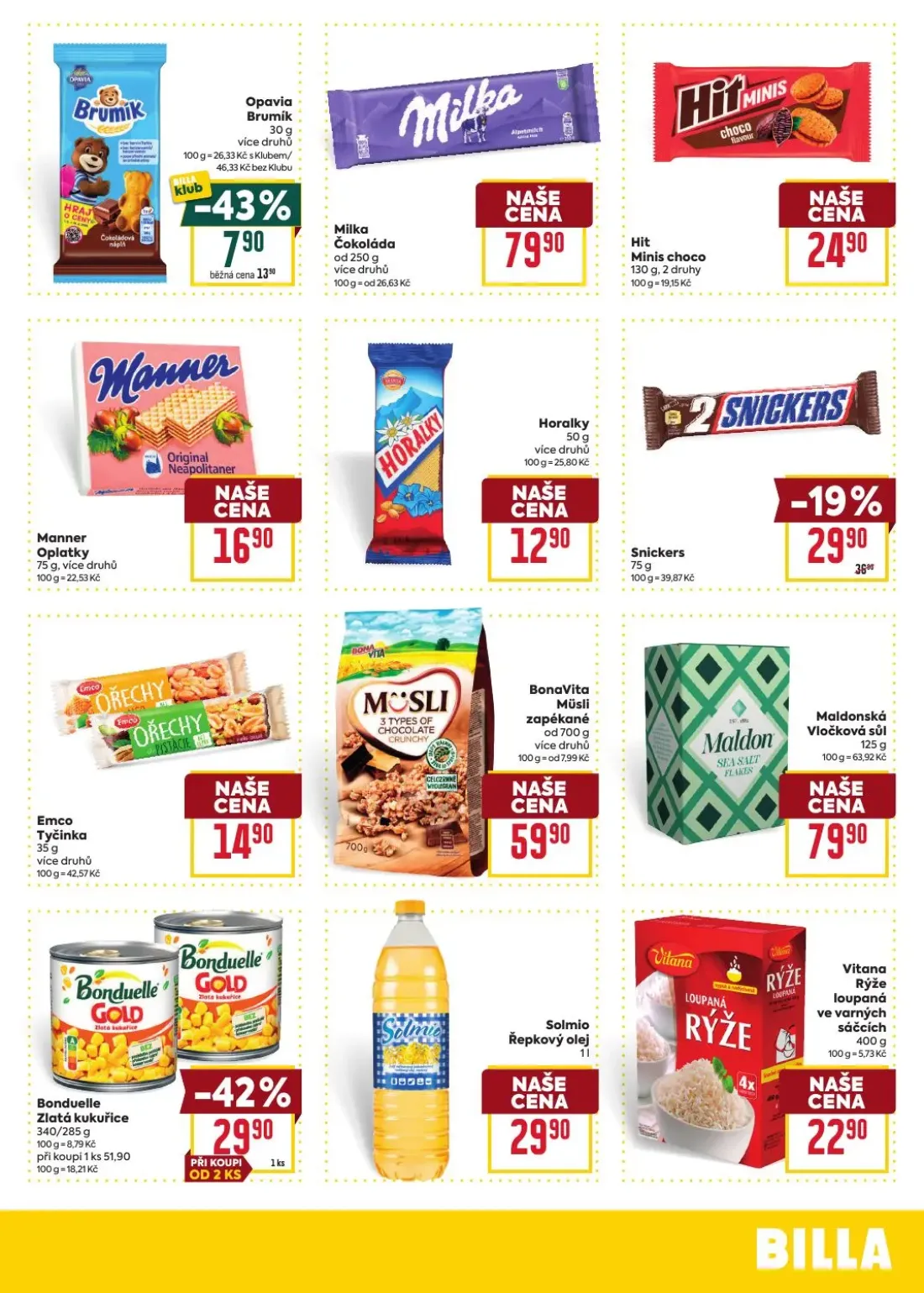 Billa leták, strana 5 z 8 — Opavia Brumik, Milka Čokoláda, Manner Oplatky