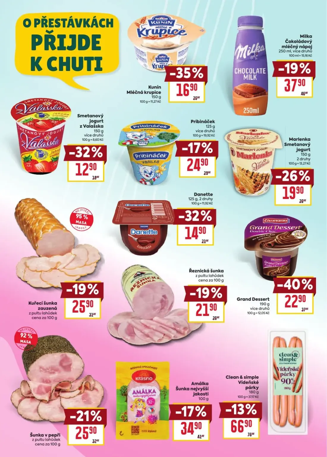 Billa leták, strana 9 z 20 — Grand Dessert, Kunin Mléčná krupice, Milka Čokoládový mléčný nápoj
