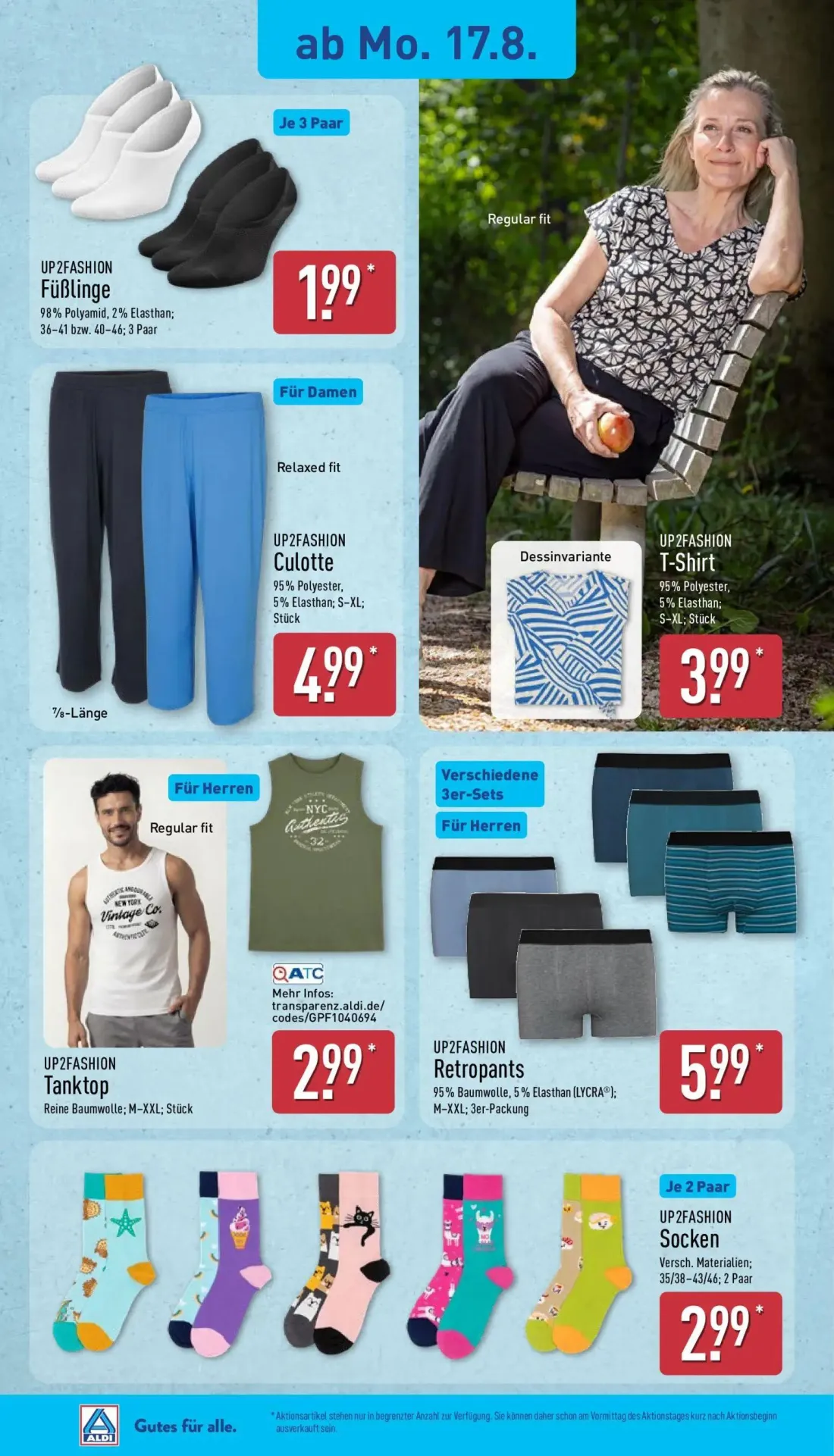 Aldi Nord Prospekt, Seite 7 von 14 — Füßlinge, Culotte, T-Shirt