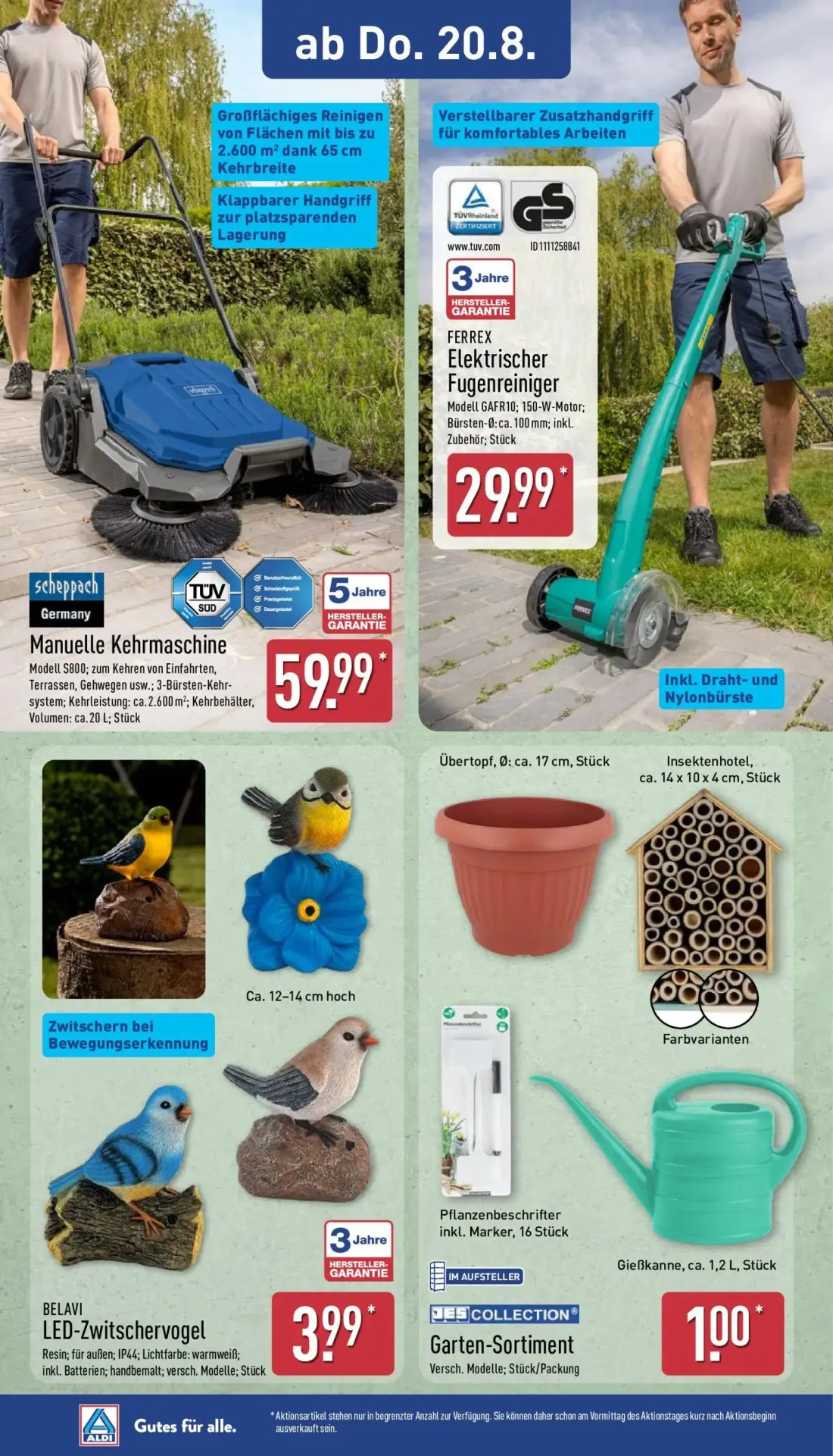 Aldi Nord Prospekt, Seite 9 von 14 — Manuelle Kehrmaschine, Elektrischer Fugenreiniger, Gießkanne