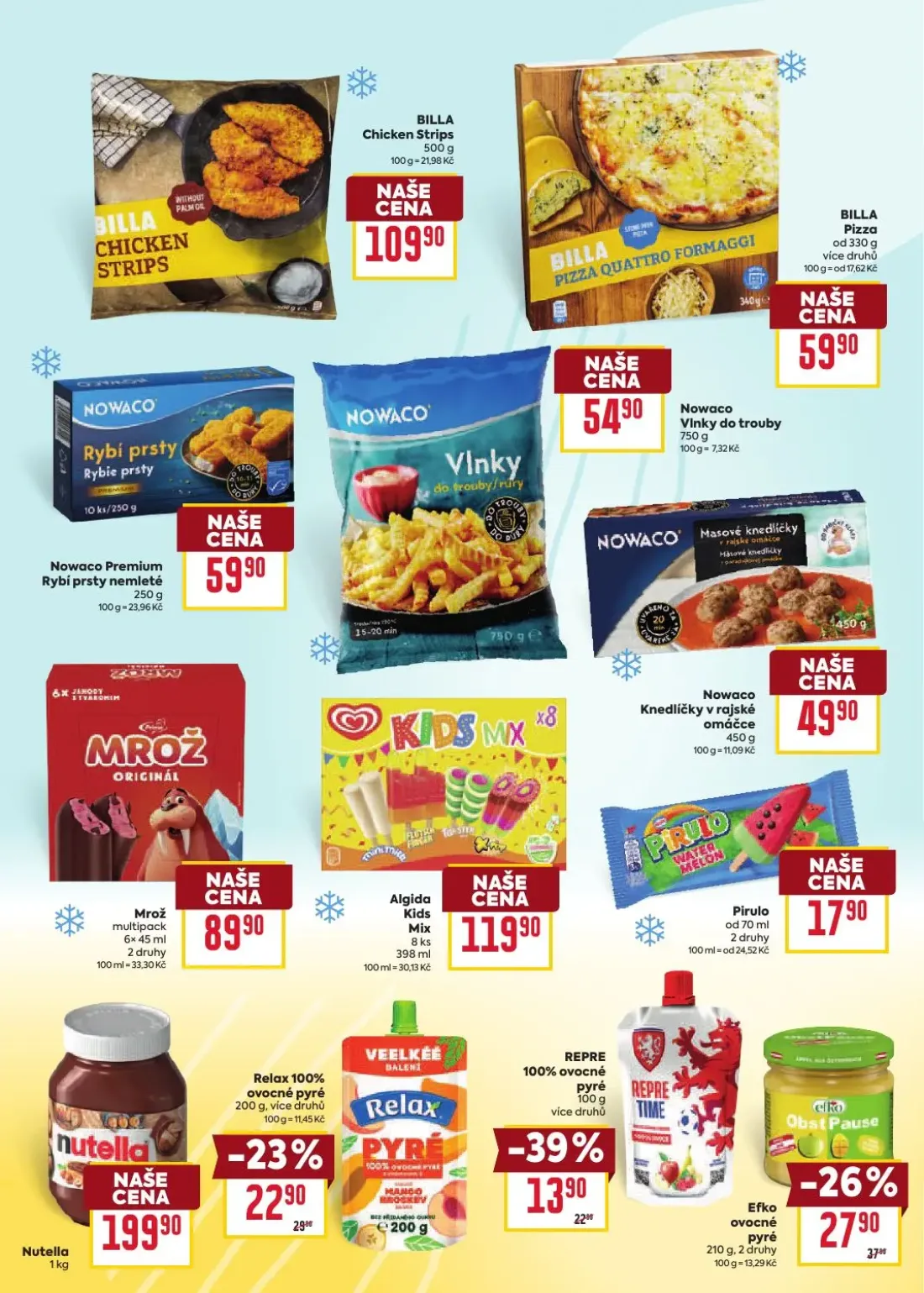 Billa leták, strana 13 z 20 — BILLA Chicken Strips, BILLA Pizza, Nowaco Premium Rybí prsty nemleté