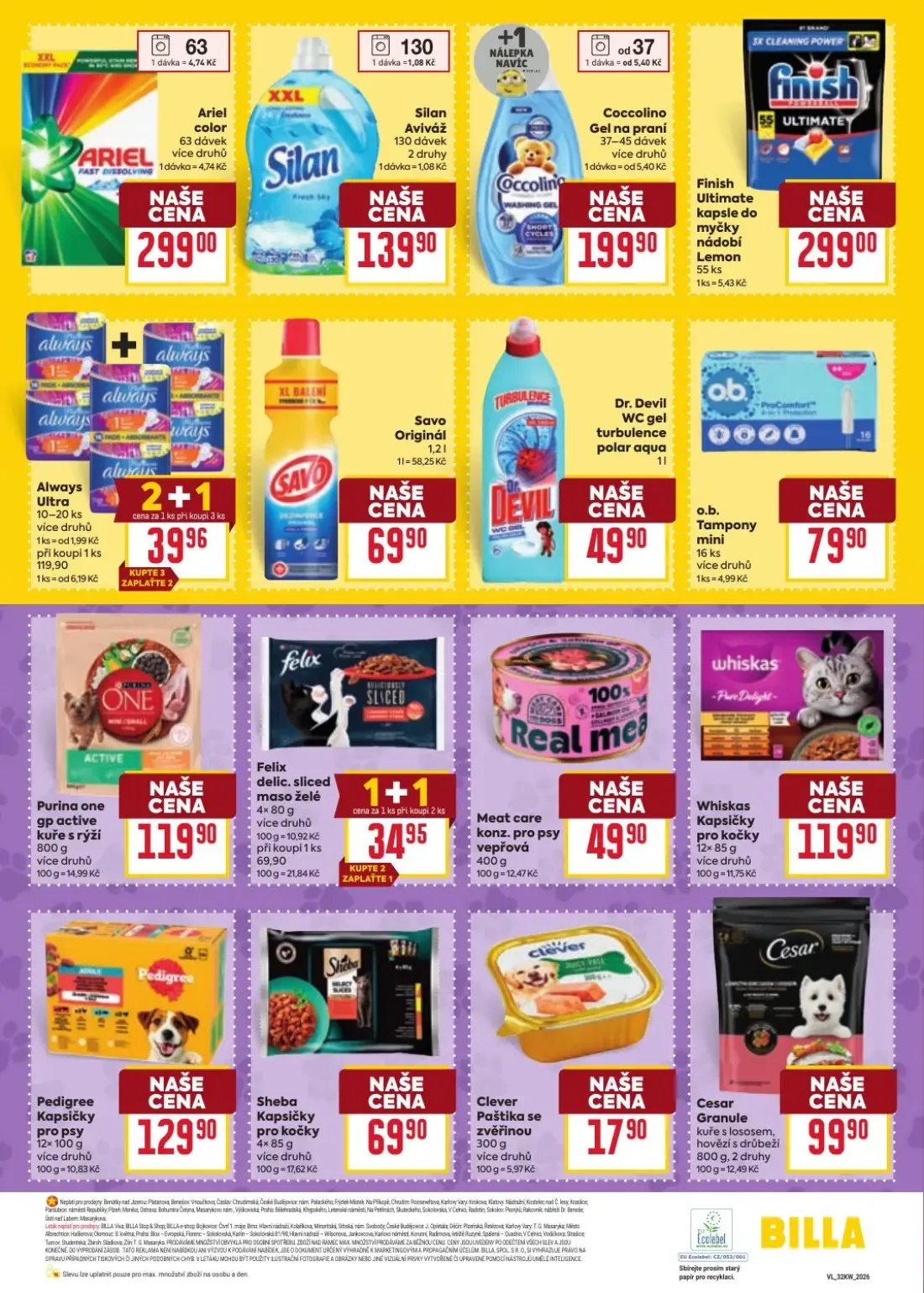 Billa leták, strana 27 z 33 — Ariel color, Silan Aviváž, Coccolino Gel na praní