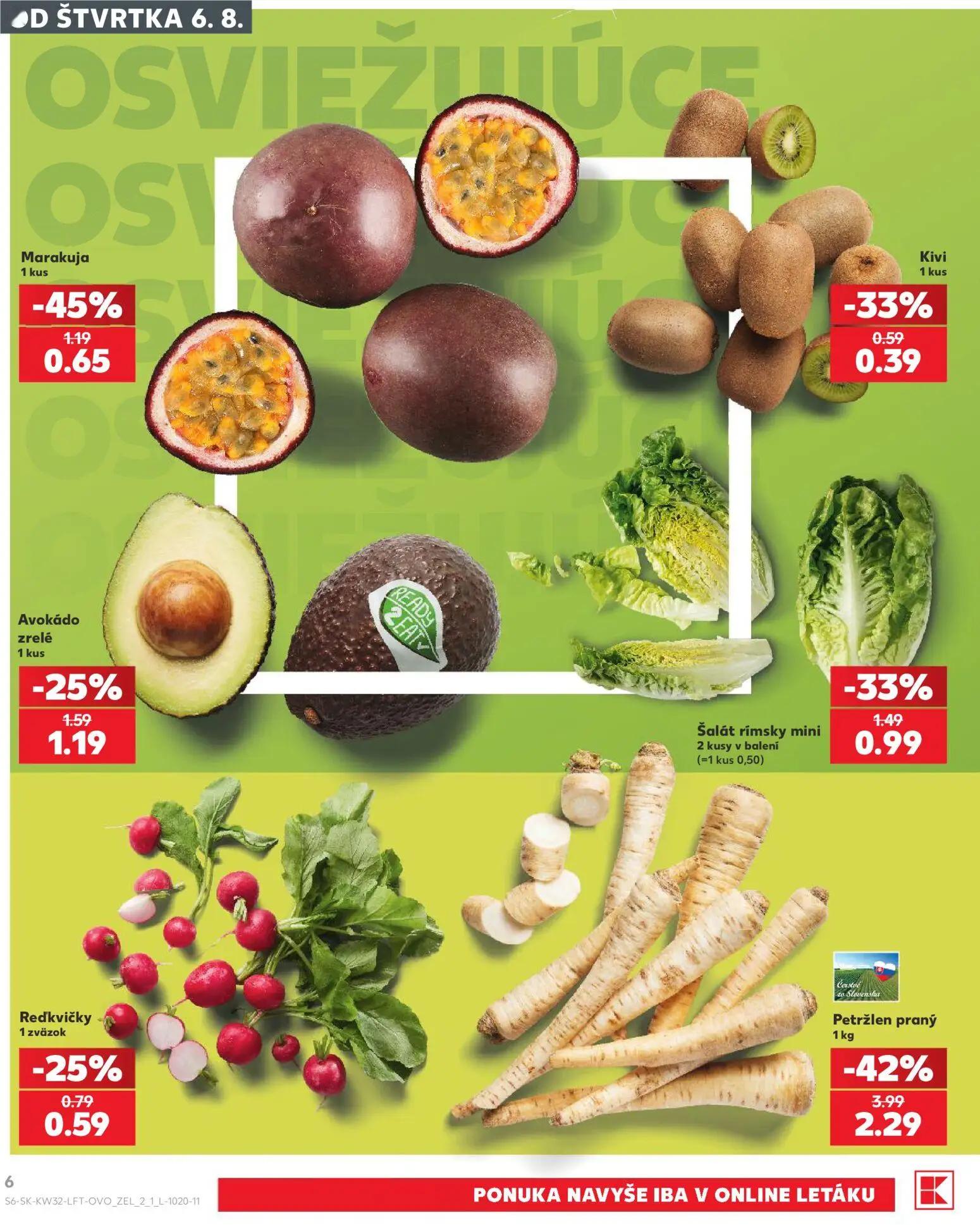 Kaufland leták, strana 6 z 78 — Petržlen praný, Marakuja, Šalát rímsky mini