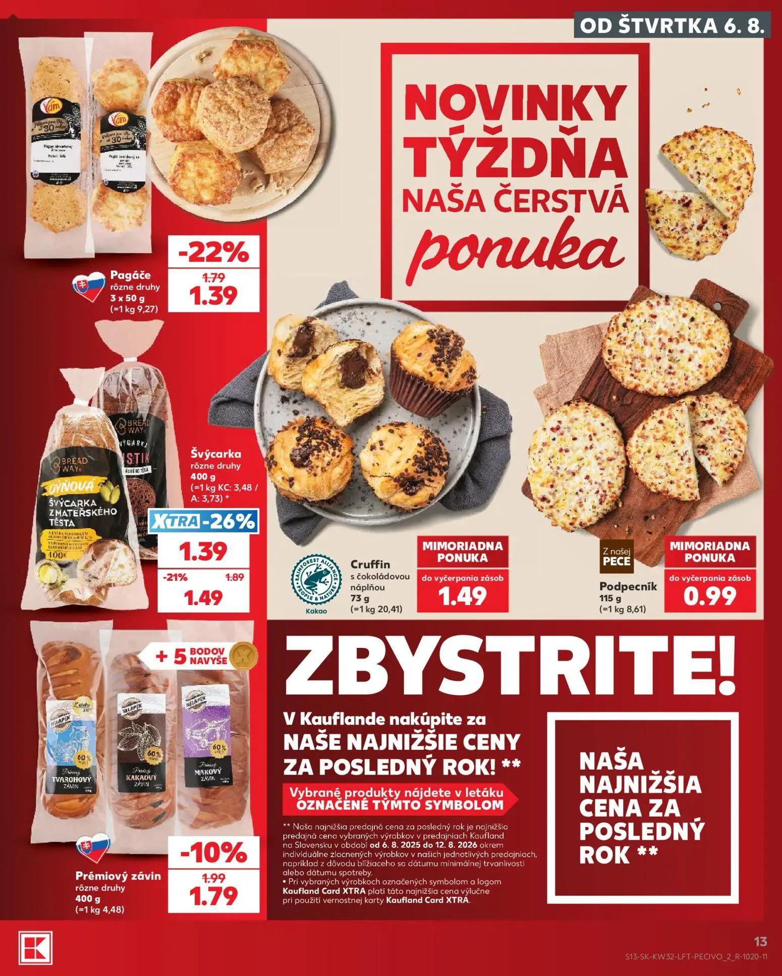 Kaufland leták, strana 13 z 78 — Švýcarka, Pagáče, Prémiový závin