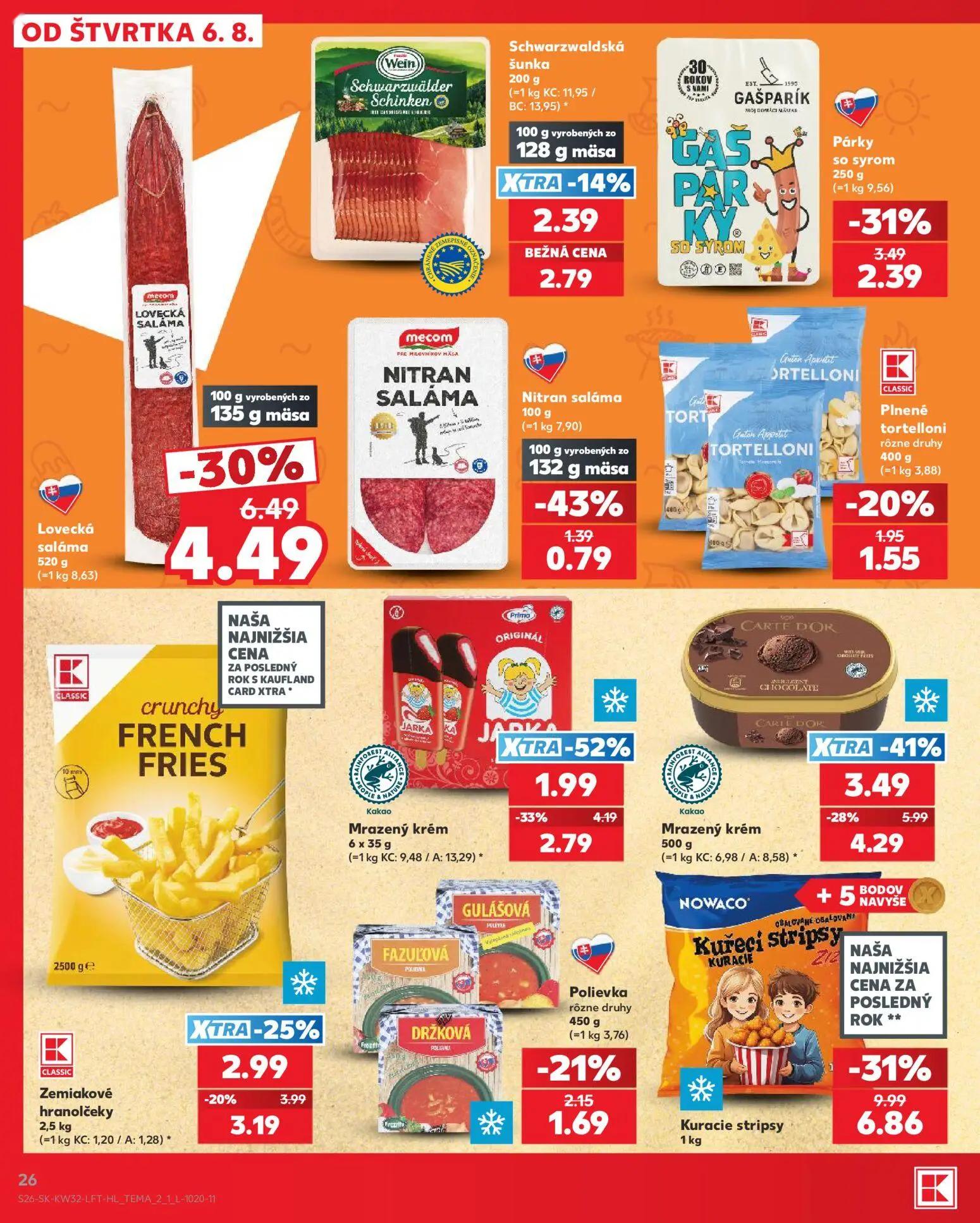 Kaufland leták, strana 26 z 78 — Mrazený krém, Mrazený krém, Zemiakové hranolčeky