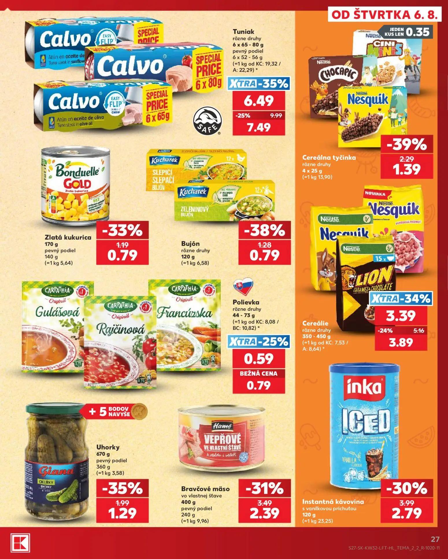 Kaufland leták, strana 27 z 78 — Tuniak, Cereálie, Uhorky