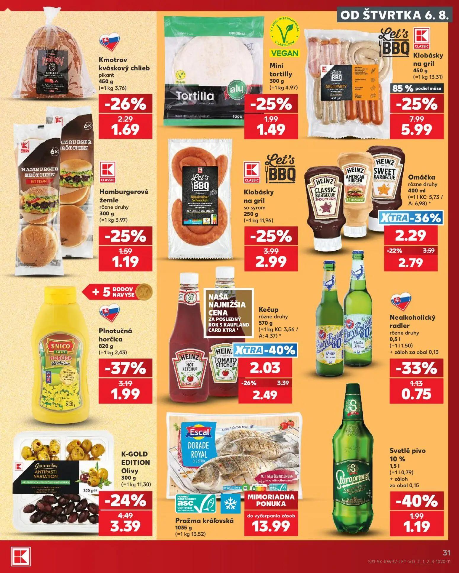 Kaufland leták, strana 31 z 78 — Klobásky na gril, Kečup, Omáčka