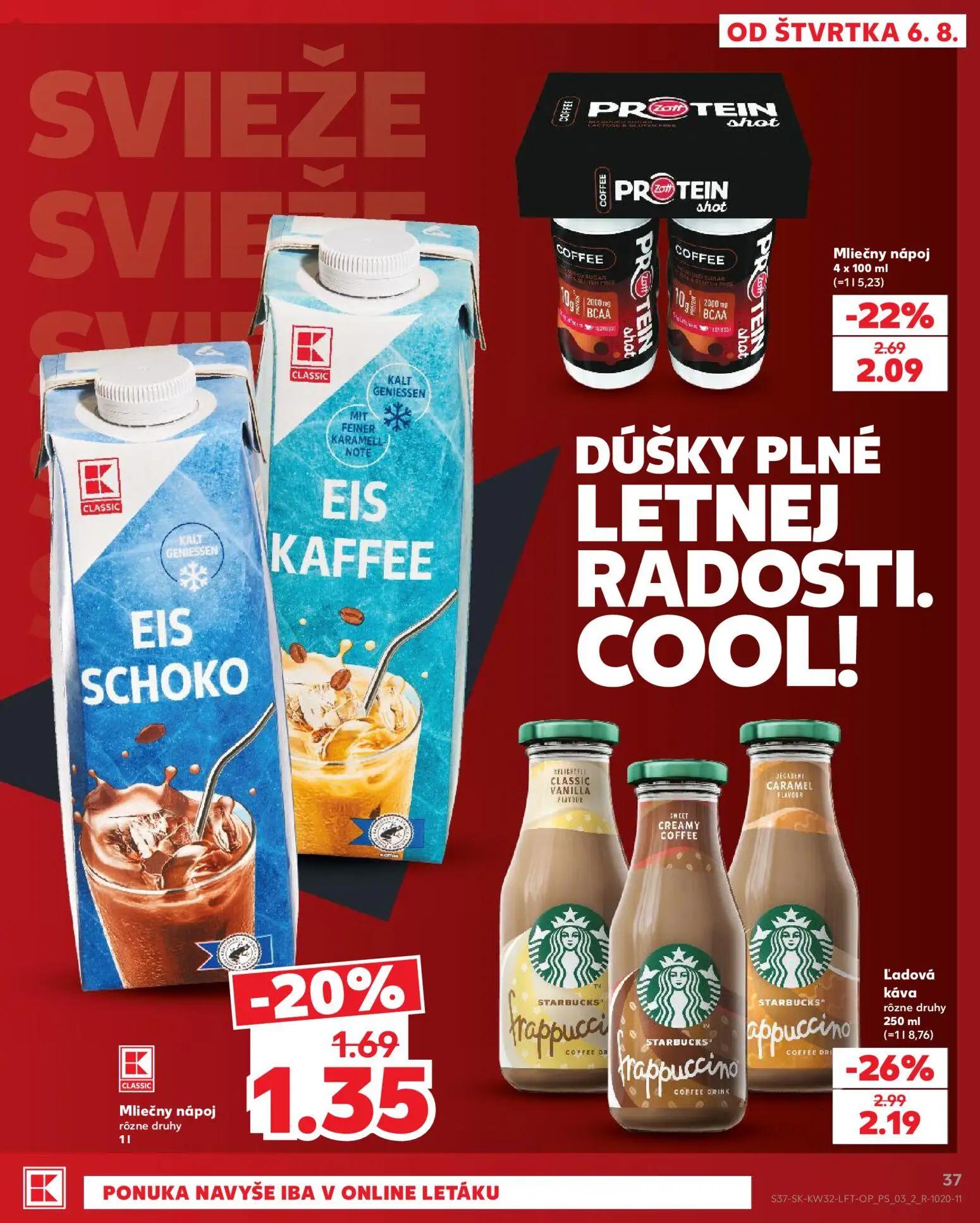 Kaufland leták, strana 37 z 78 — Ľadová káva, Mliečny nápoj, Mliečny nápoj