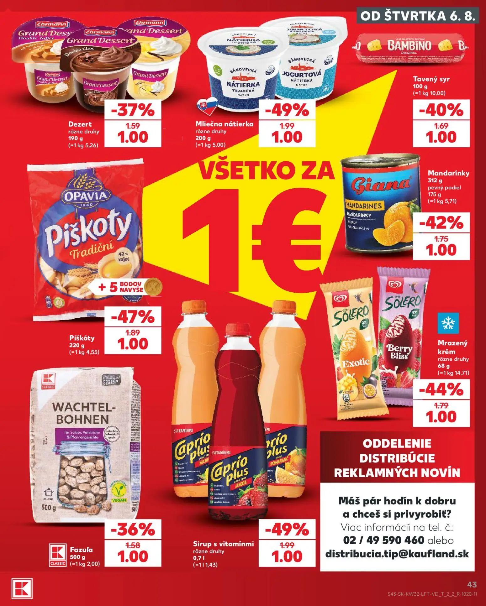Kaufland leták, strana 43 z 78 — Piškóty Tradičné Opavia, Mrazený krém Solero