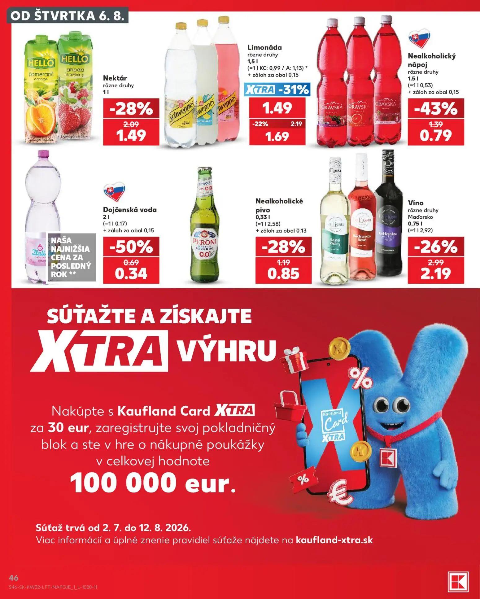 Kaufland leták, strana 46 z 78 — Limonáda, Nektár, Nealkoholický nápoj