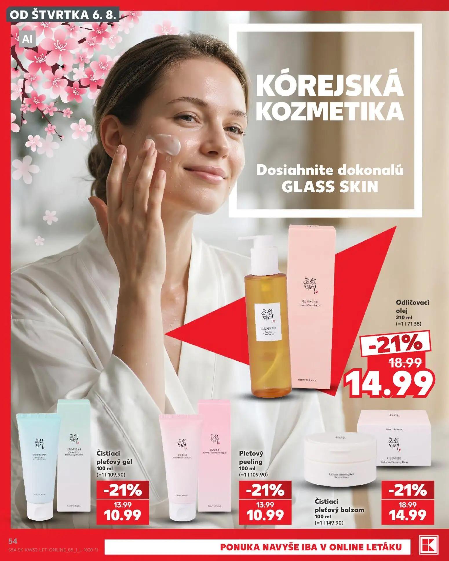 Kaufland leták, strana 54 z 78 — Odličovací olej, Čistiaci pleťový balzam, Čistiaci pleťový gél
