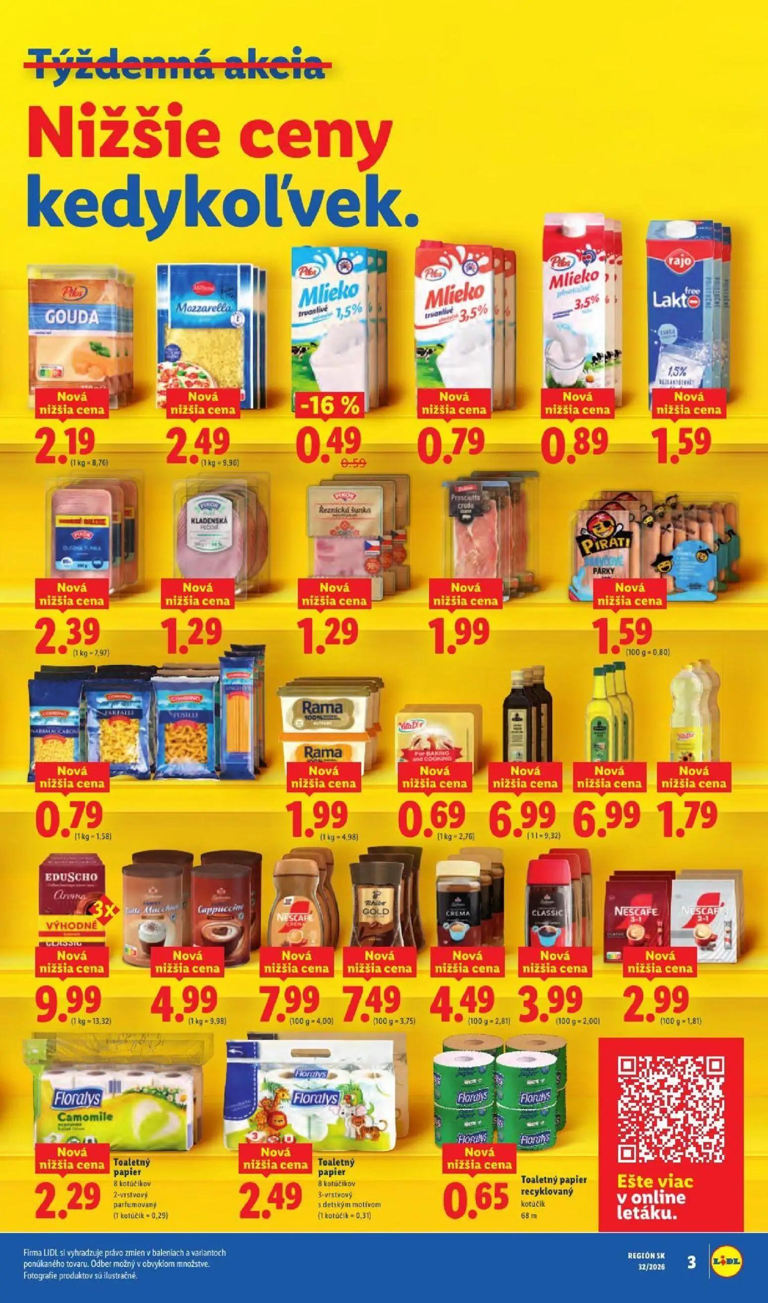 Lidl leták, strana 5 z 95 — Mlieko trvanlivé 1,5%, GOUDA, Mozzarella