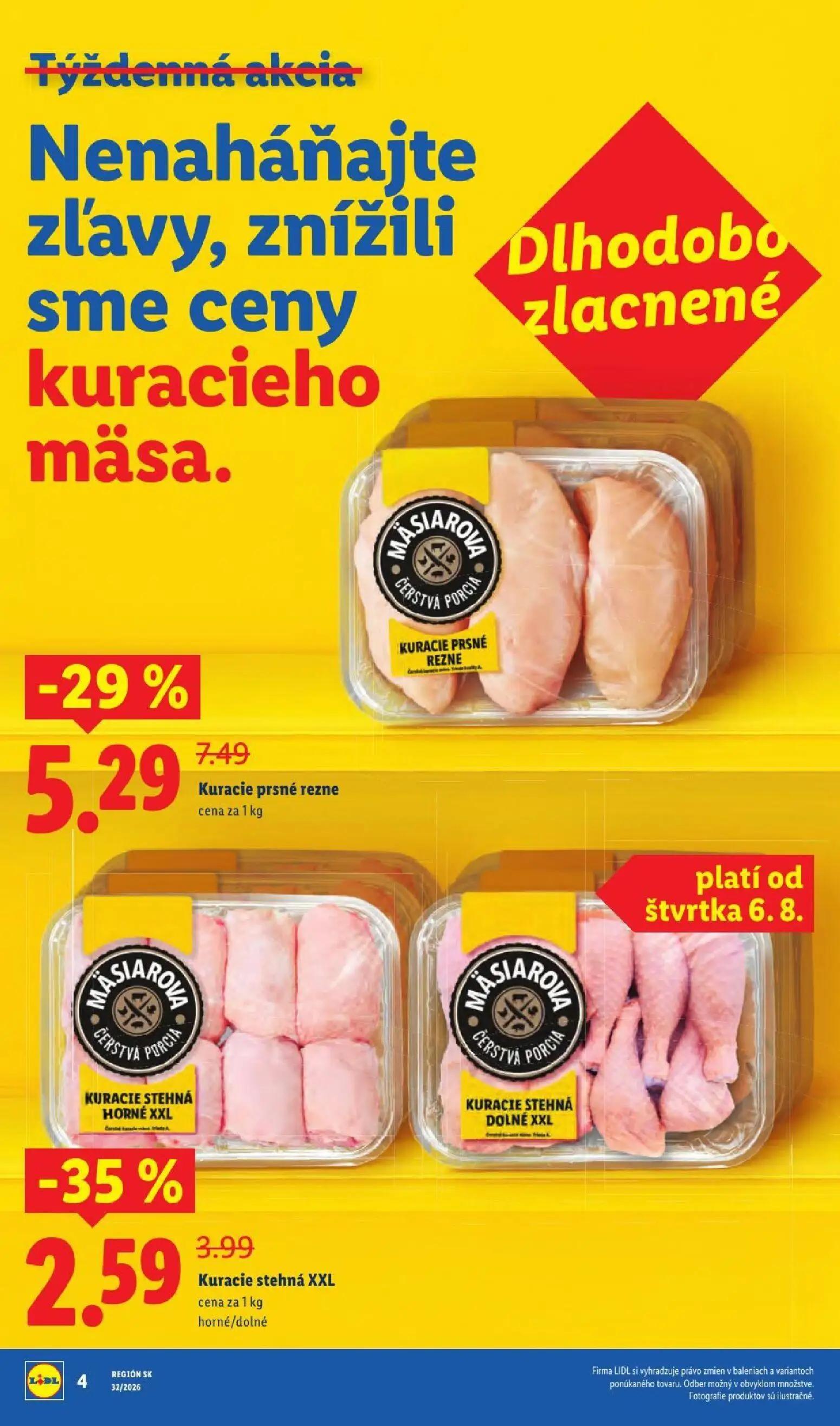 Lidl leták, strana 6 z 95 — Kuracie prsné rezne, Kuracie stehná XXL