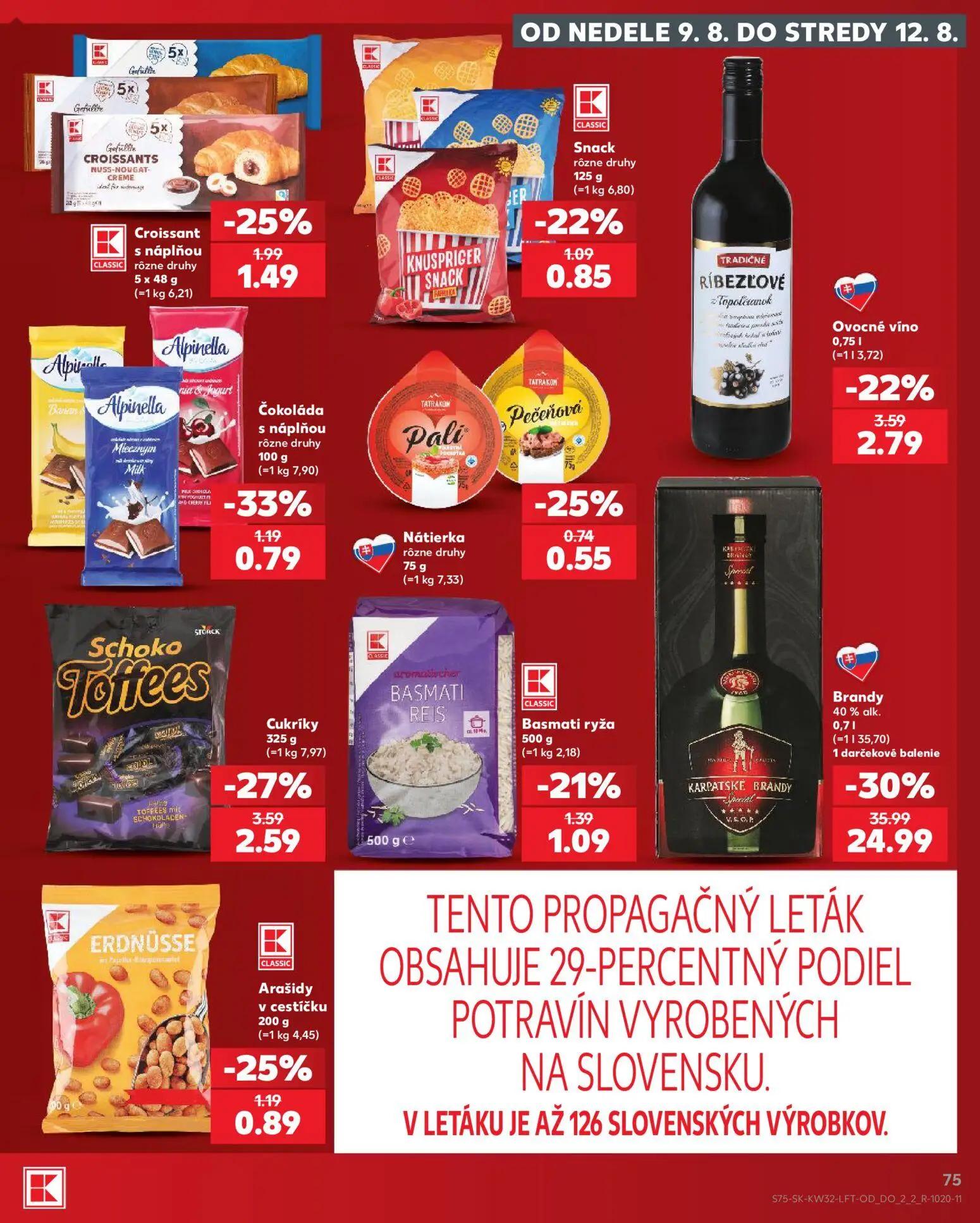 Kaufland leták, strana 75 z 78 — Croissant s náplňou, Basmati ryža, Arašidy v cestíčku