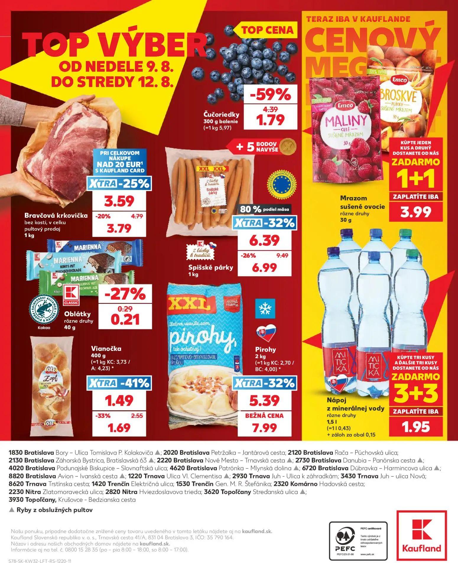 Kaufland leták, strana 78 z 78 — Čučoriedky, Vianočka, Oblátky rôzne druhy