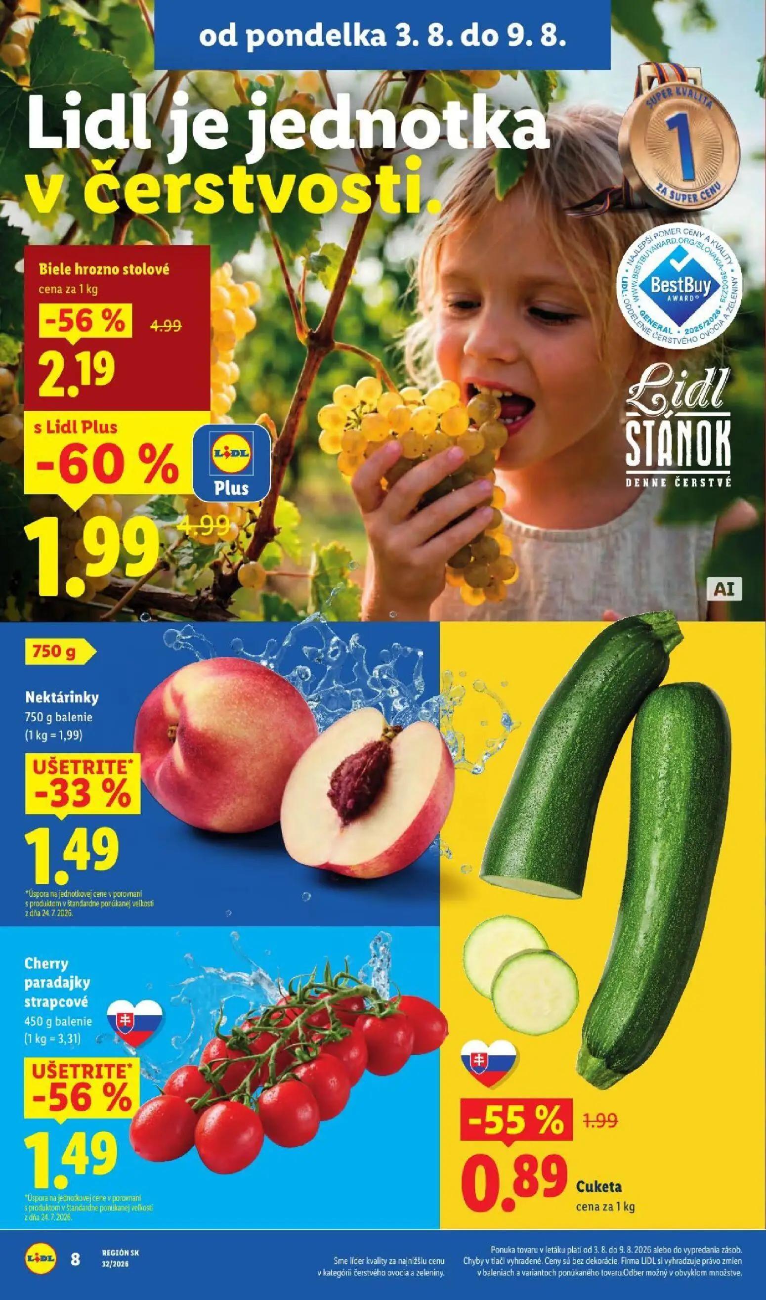 Lidl leták, strana 14 z 95 — Biele hrozno stolové, Cuketa, Cherry paradajky strapcové