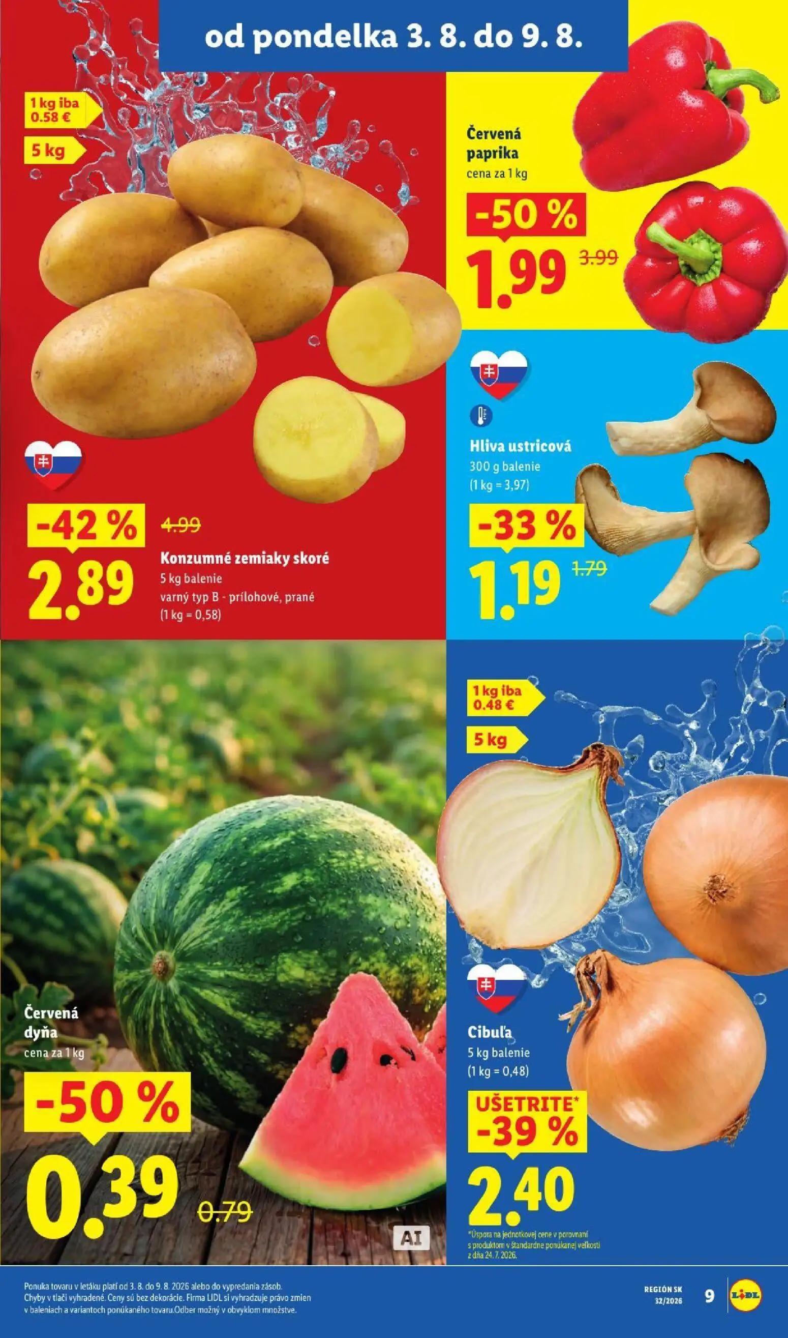 Lidl leták, strana 15 z 95 — Konzumné zemiaky skoré, Červená paprika, Hliva ustricová