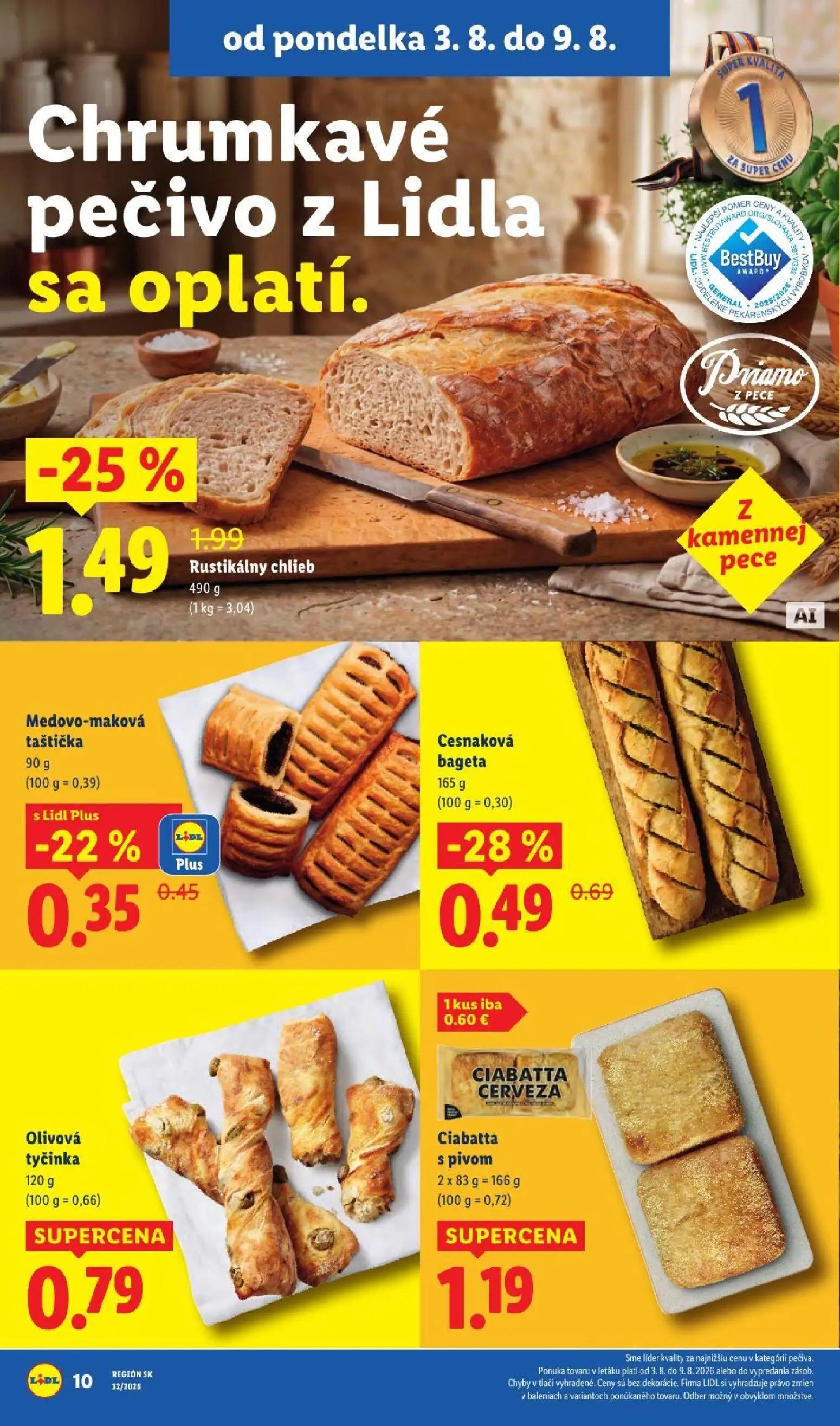 Lidl leták, strana 18 z 95 — Rustikálny chlieb, Cesnaková bageta, Medovo-maková taštička
