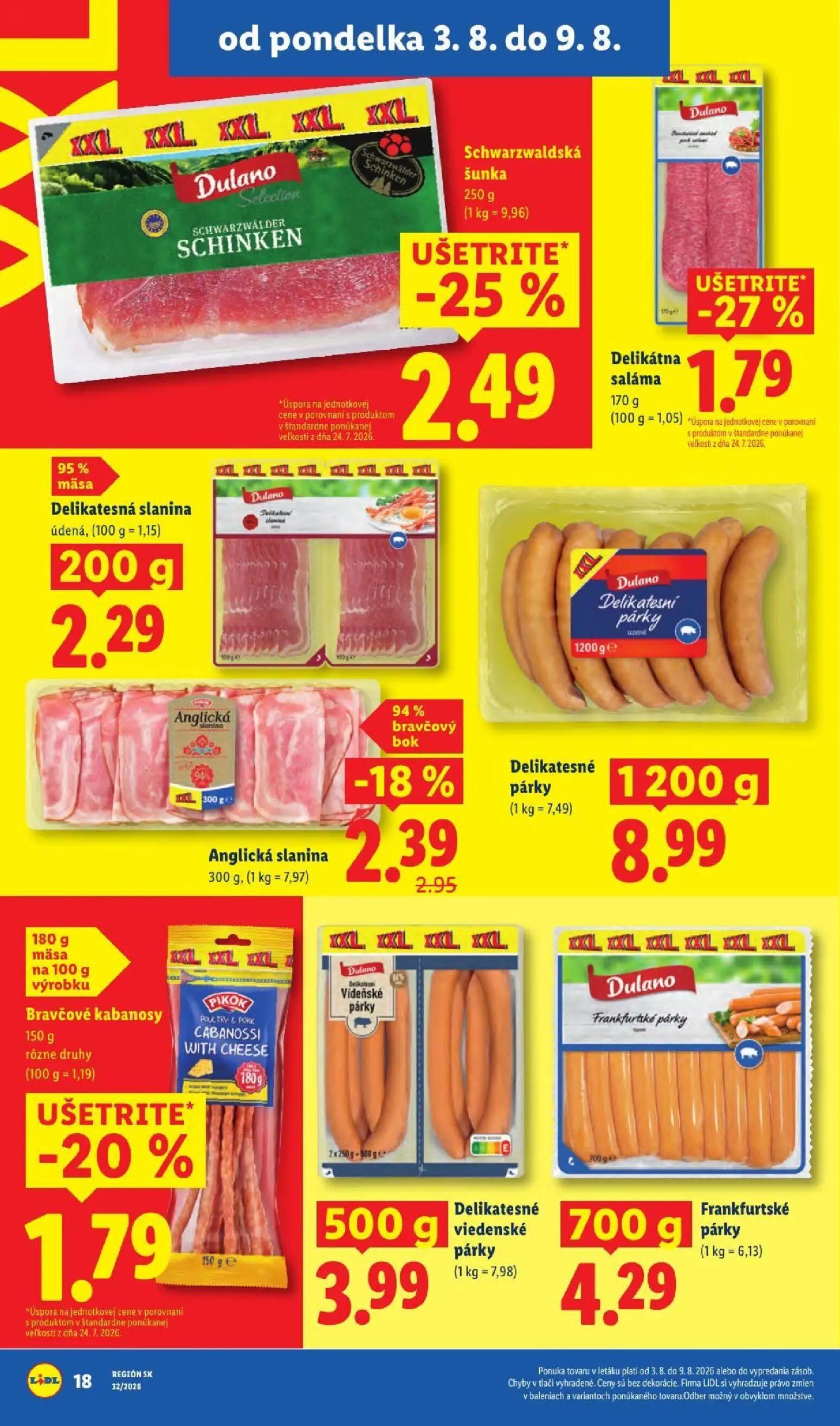 Lidl leták, strana 26 z 95 — Anglická slanina, Schwarzwaldská šunka, Delikátna saláma