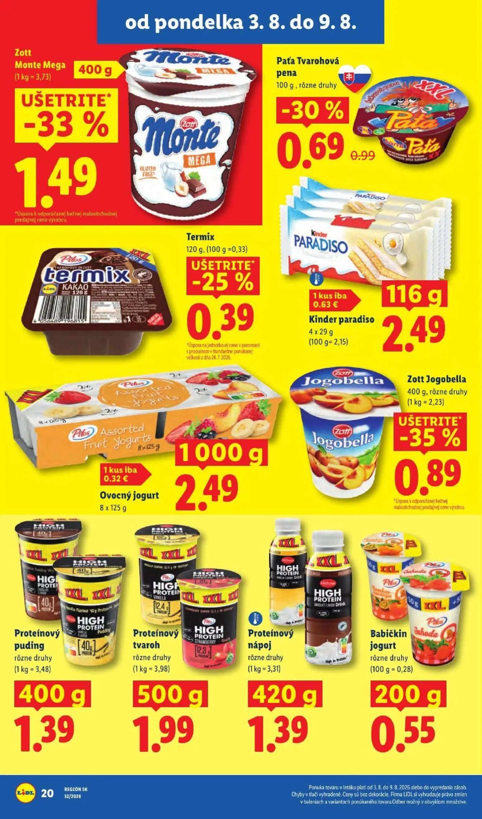 Lidl leták, strana 28 z 95 — Paťa Tvarohová pena, Monte Mega, Termix