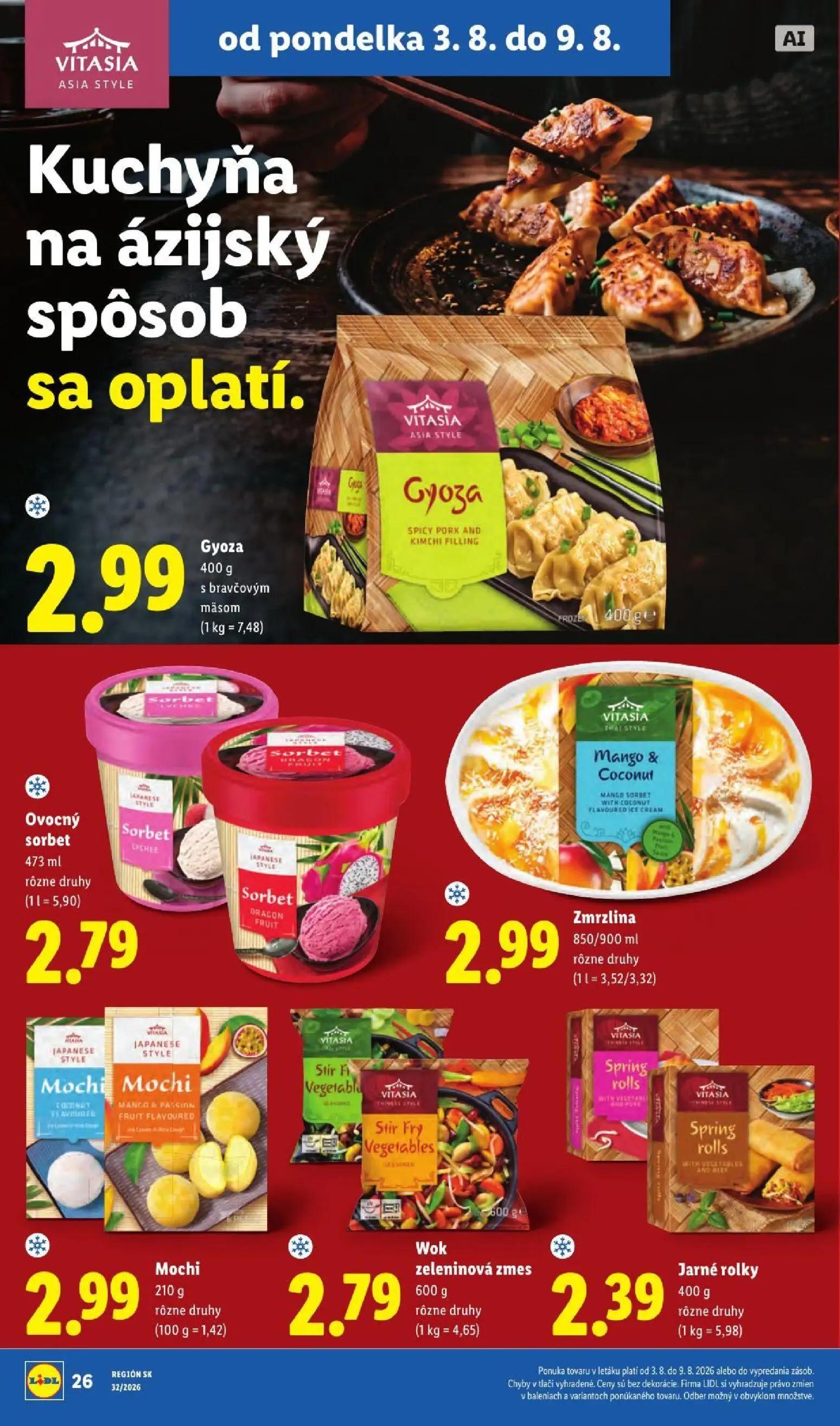 Lidl leták, strana 38 z 95 — Gyoza, Ovocný sorbet, Zmrzlina