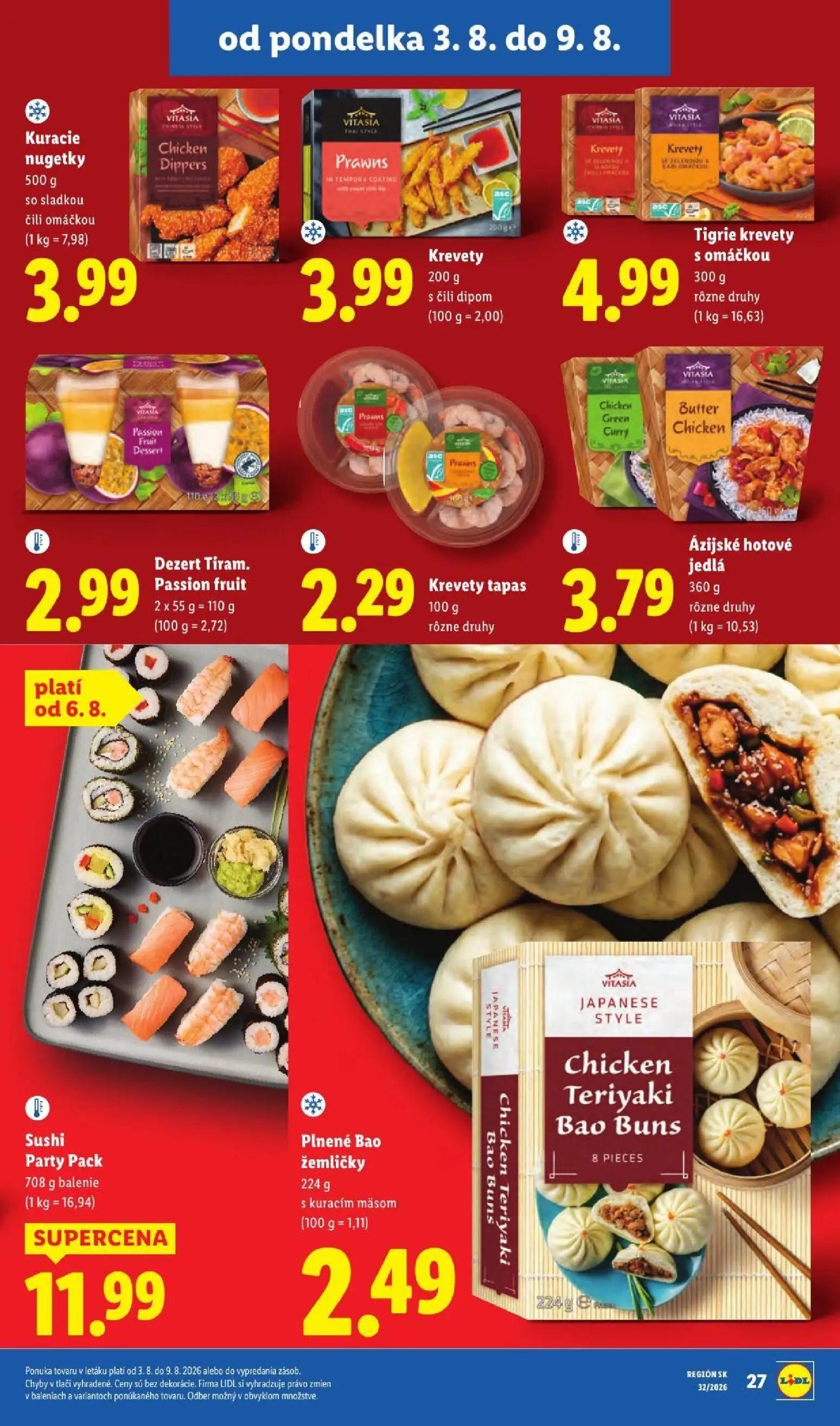 Lidl leták, strana 39 z 95 — Ázijské hotové jedlá, Sushi Party Pack, Plnené Bao žemličky