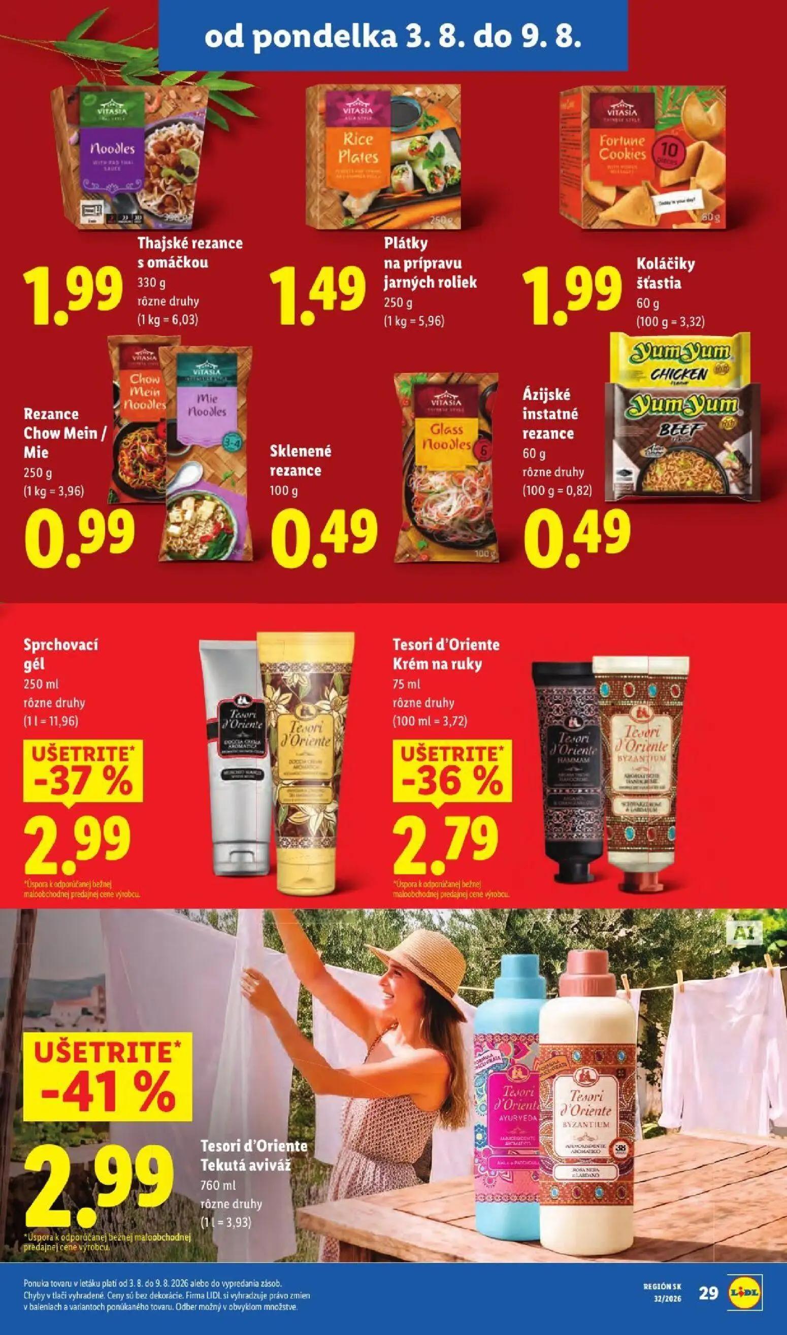Lidl leták, strana 42 z 95 — Thajské rezance s omáčkou, Plátky na prípravu jarných roliek, Koláčiky šťastia