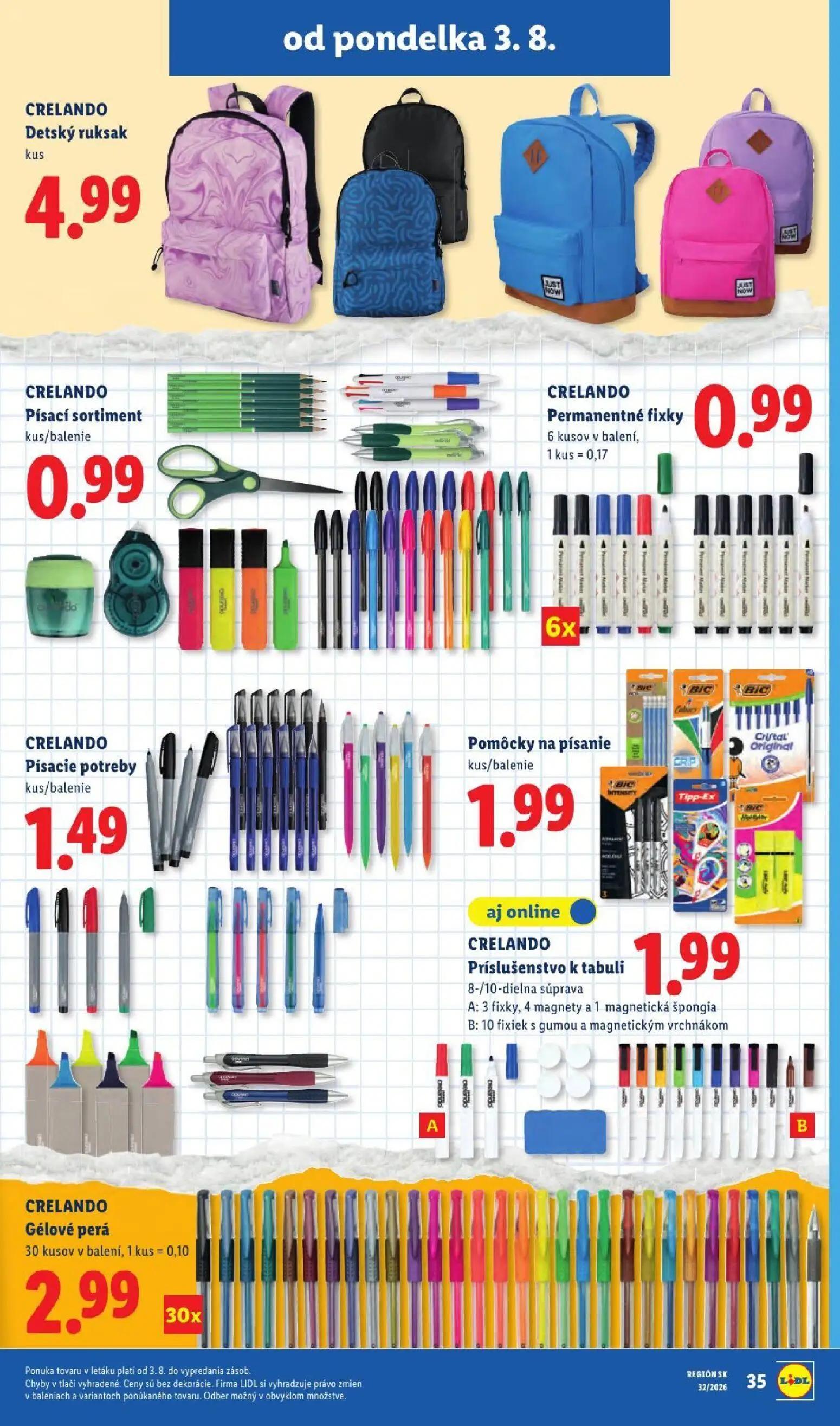 Lidl leták, strana 53 z 95 — CRELANDO Detský ruksak, CRELANDO Písací sortiment, CRELANDO Permanentné fixky