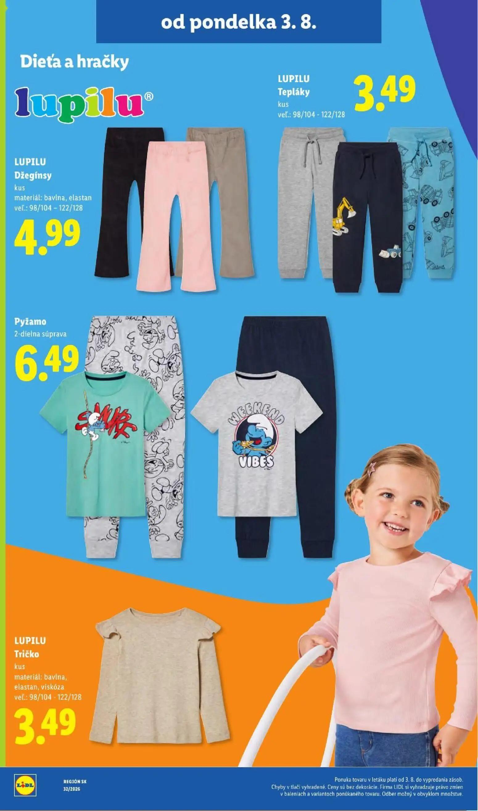 Lidl leták, strana 60 z 95 — LUPILU Džegínsy, LUPILU Tepláky, Pyžamo