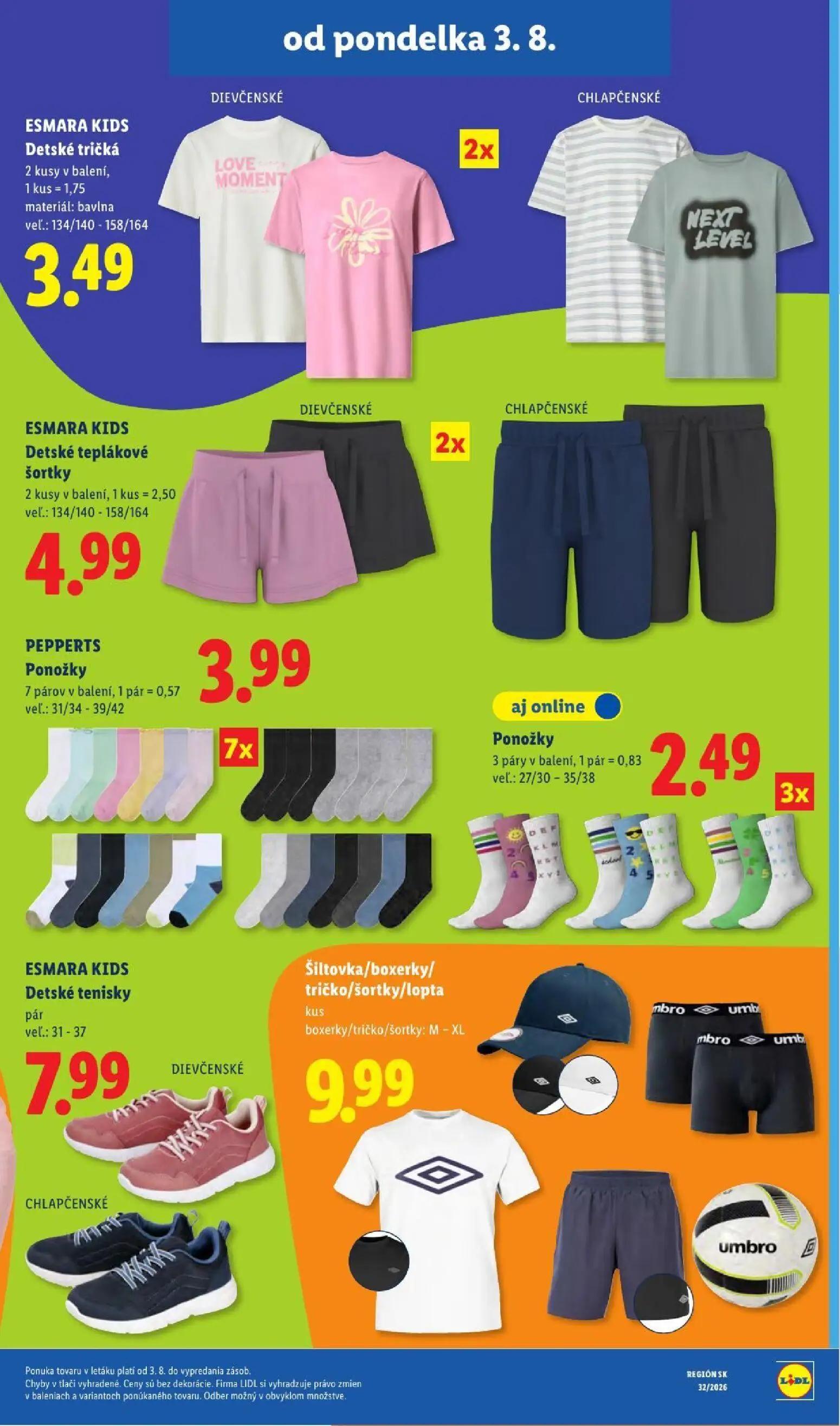 Lidl leták, strana 61 z 95 — ESMARA KIDS Detské tričká, ESMARA KIDS Detské teplákové šortky, PEPPERTS Ponožky