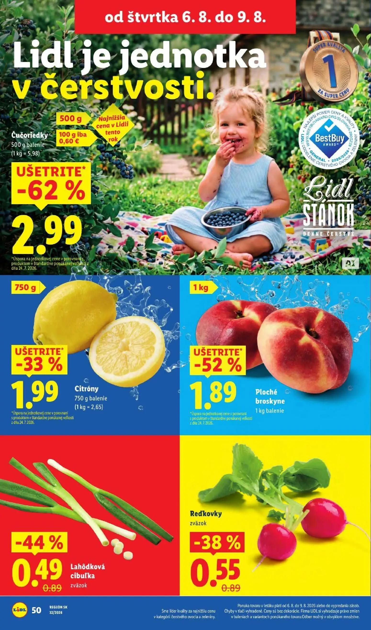Lidl leták, strana 66 z 95 — Lahôdková cibuľka, Reďkovky, Ploché broskyne