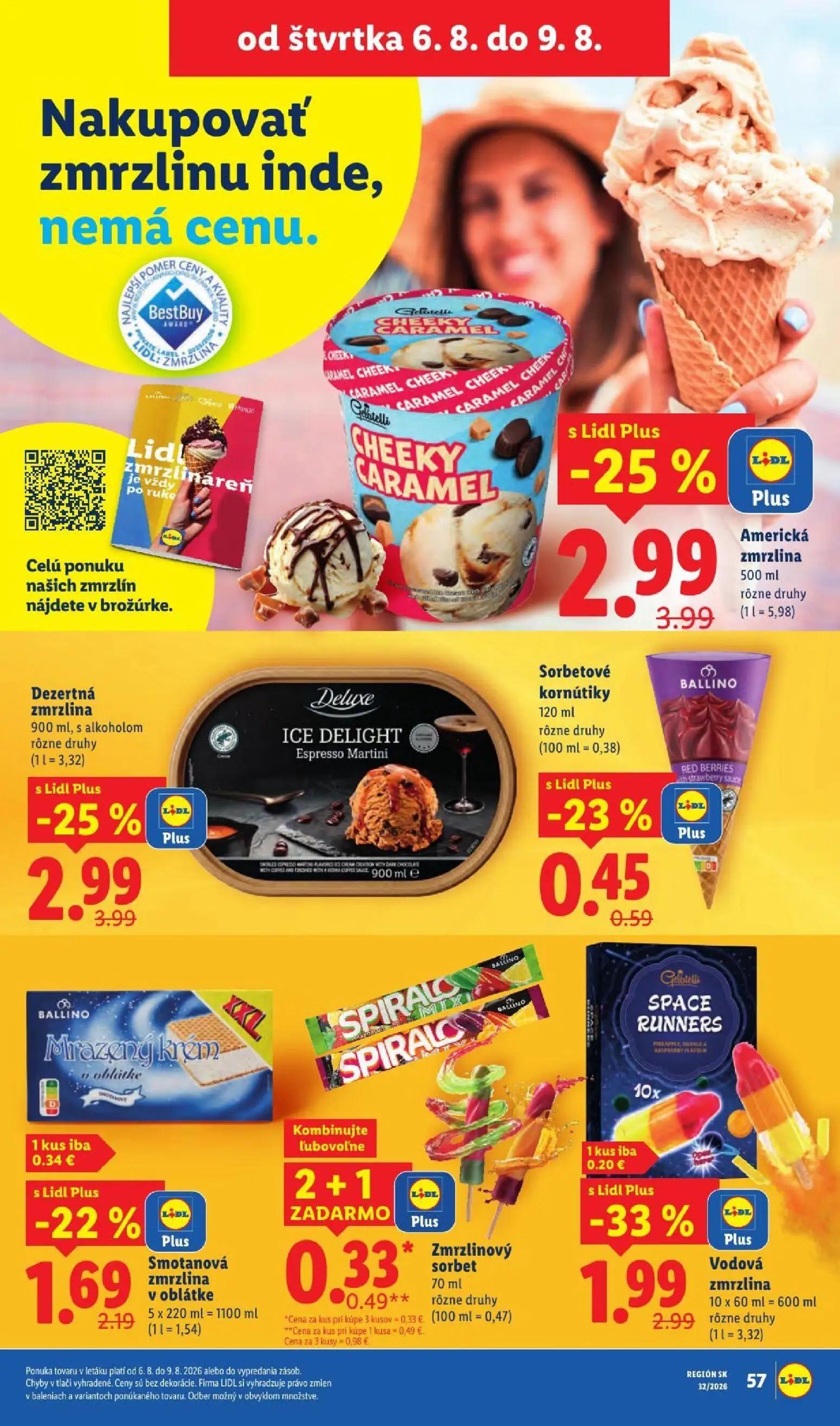 Lidl leták, strana 76 z 95 — Americká zmrzlina, Dezertná zmrzlina, Vodová zmrzlina