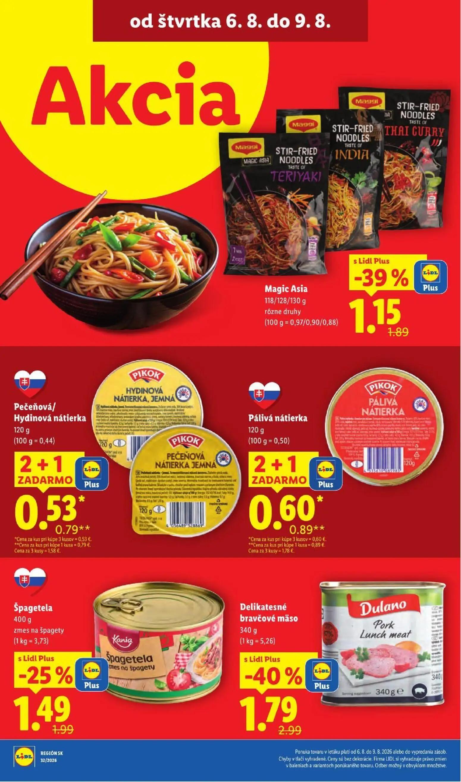 Lidl leták, strana 80 z 95 — Delikatesné bravčové mäso, Magic Asia, Špagetela