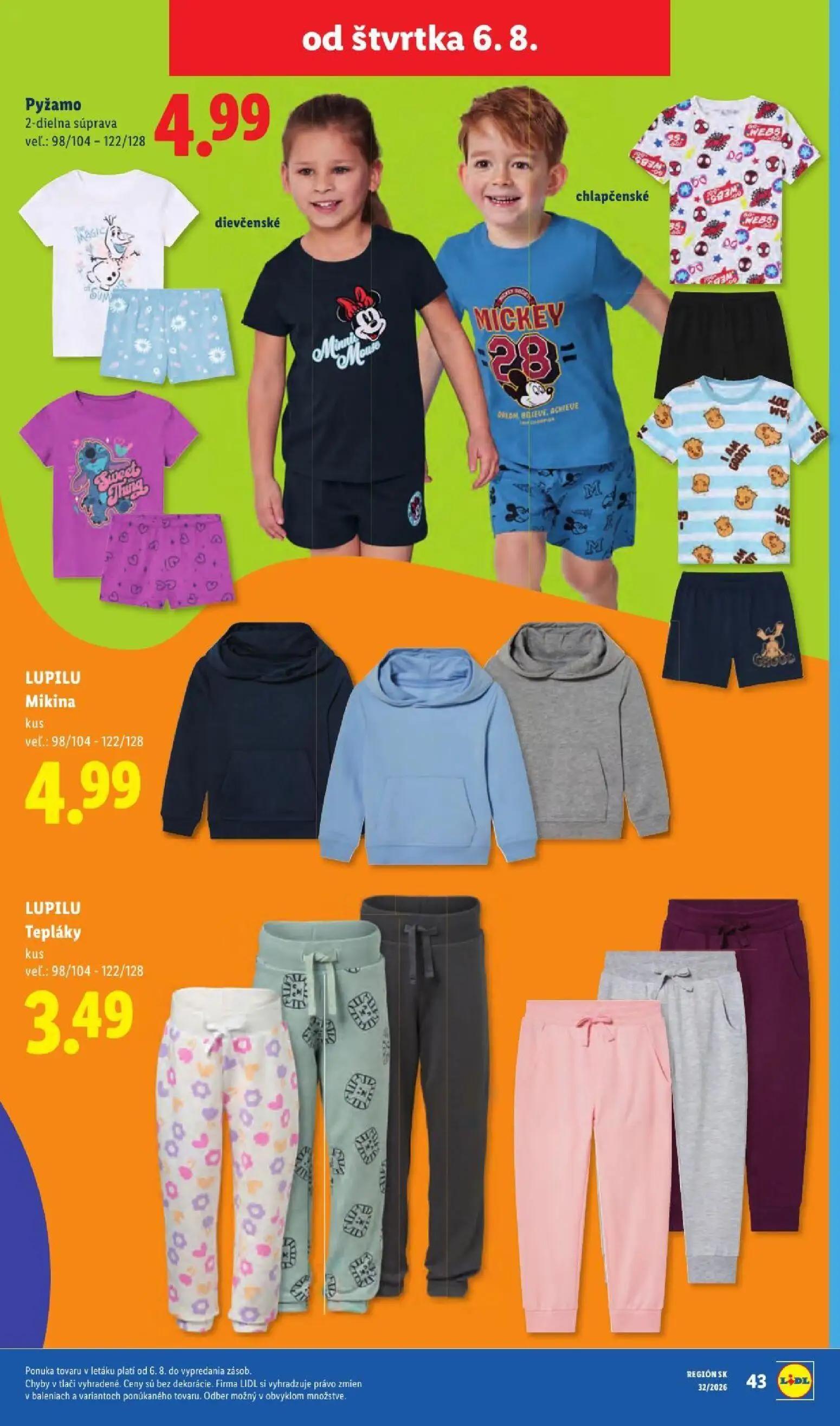 Lidl leták, strana 85 z 95 — Pyžamo 2-dielna súprava, LUPILU Mikina, LUPILU Tepláky
