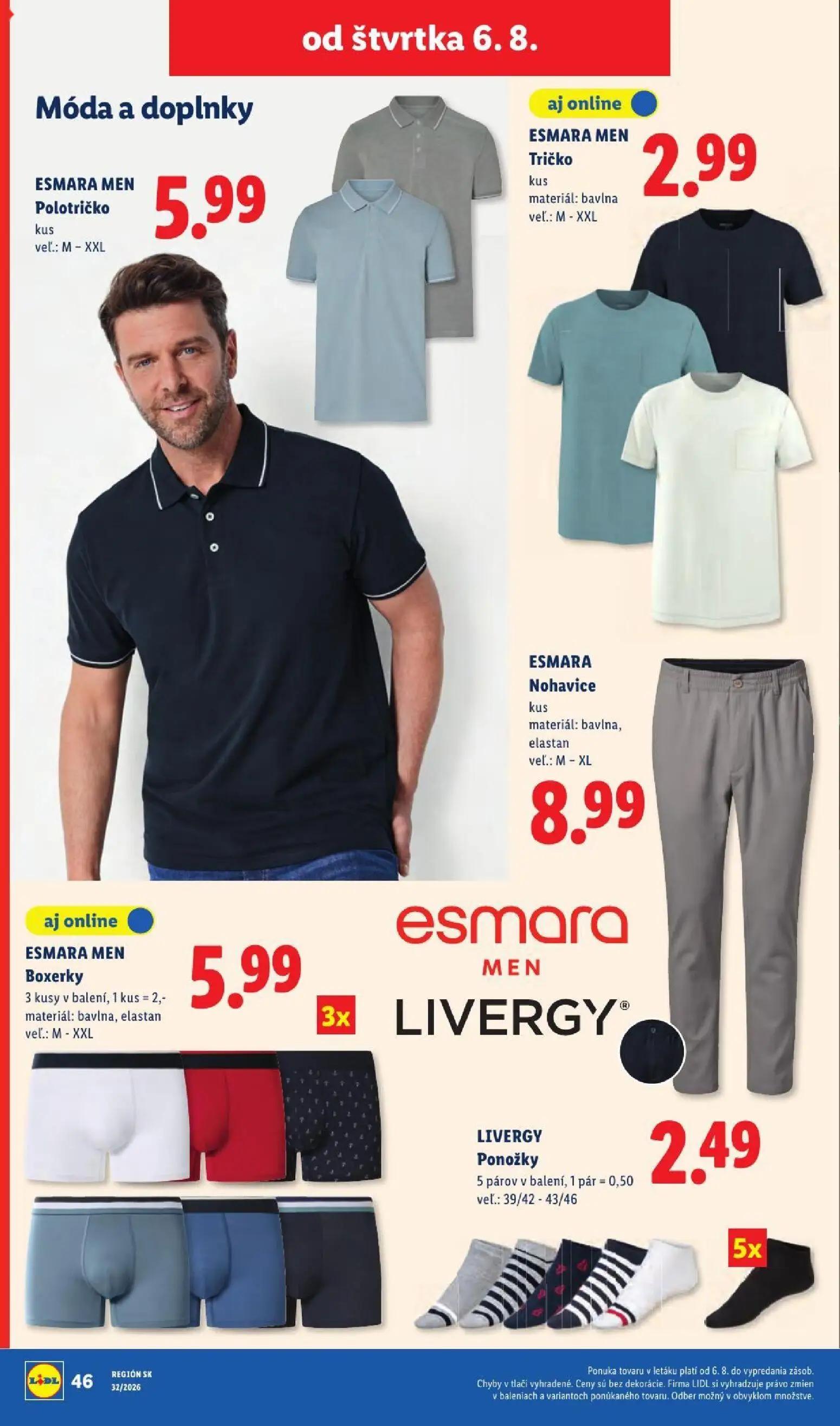 Lidl leták, strana 89 z 95 — Polotričko, Tričko, Nohavice