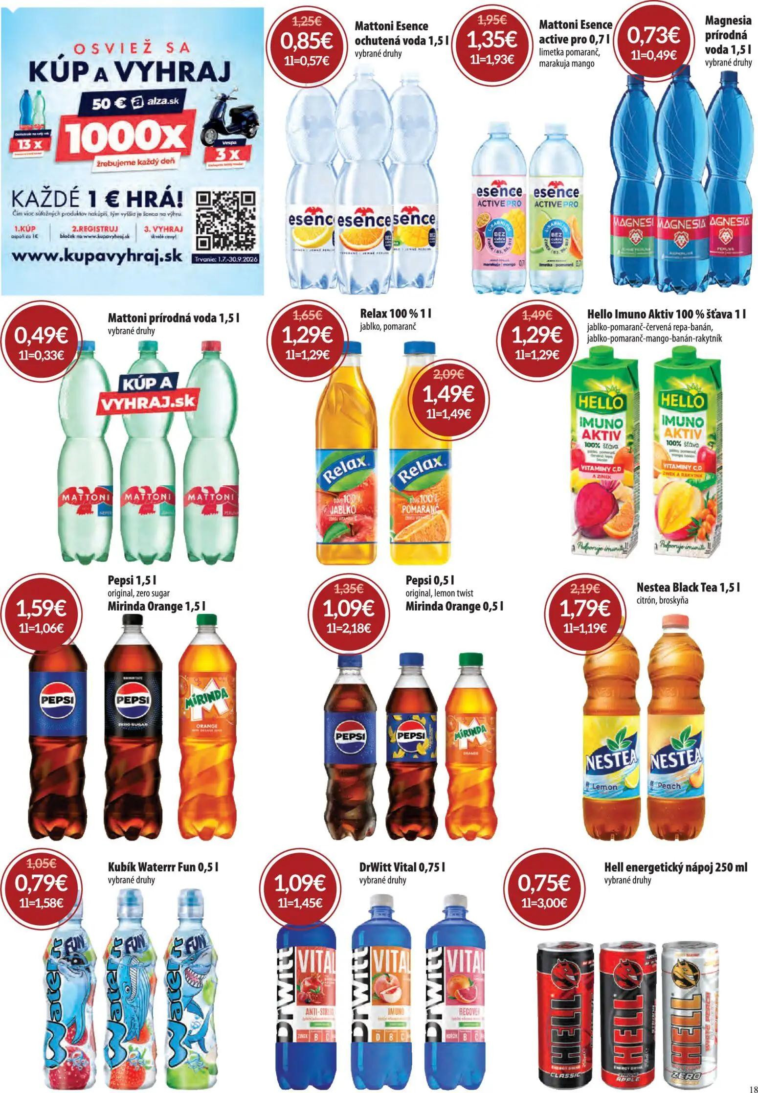Nitrazdroj leták, strana 18 z 32 — Mattoni Esence active pro, Relax, Pepsi