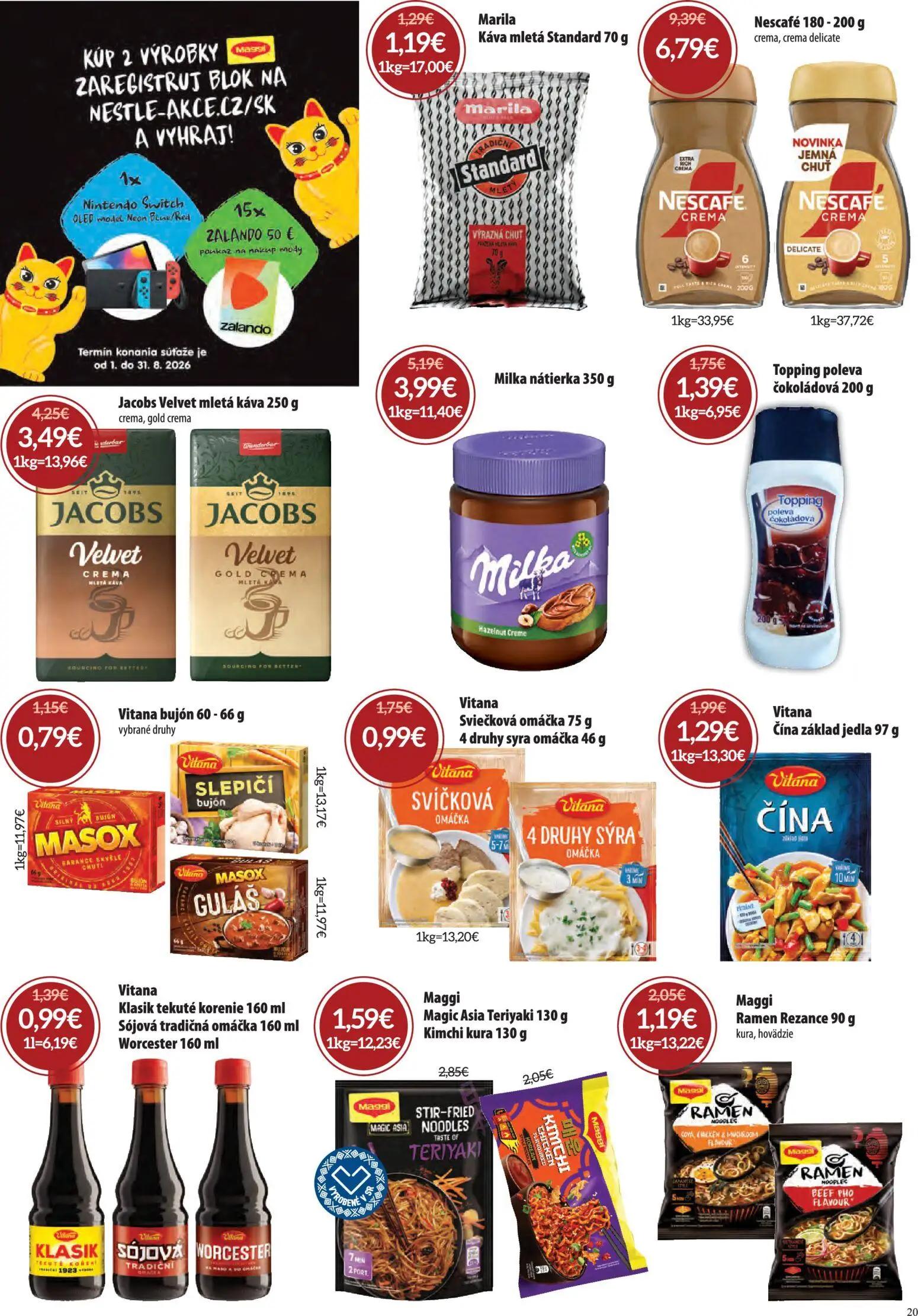 Nitrazdroj leták, strana 20 z 32 — Nescafé, Maggi Magic Asia Teriyaki, Milka nátierka