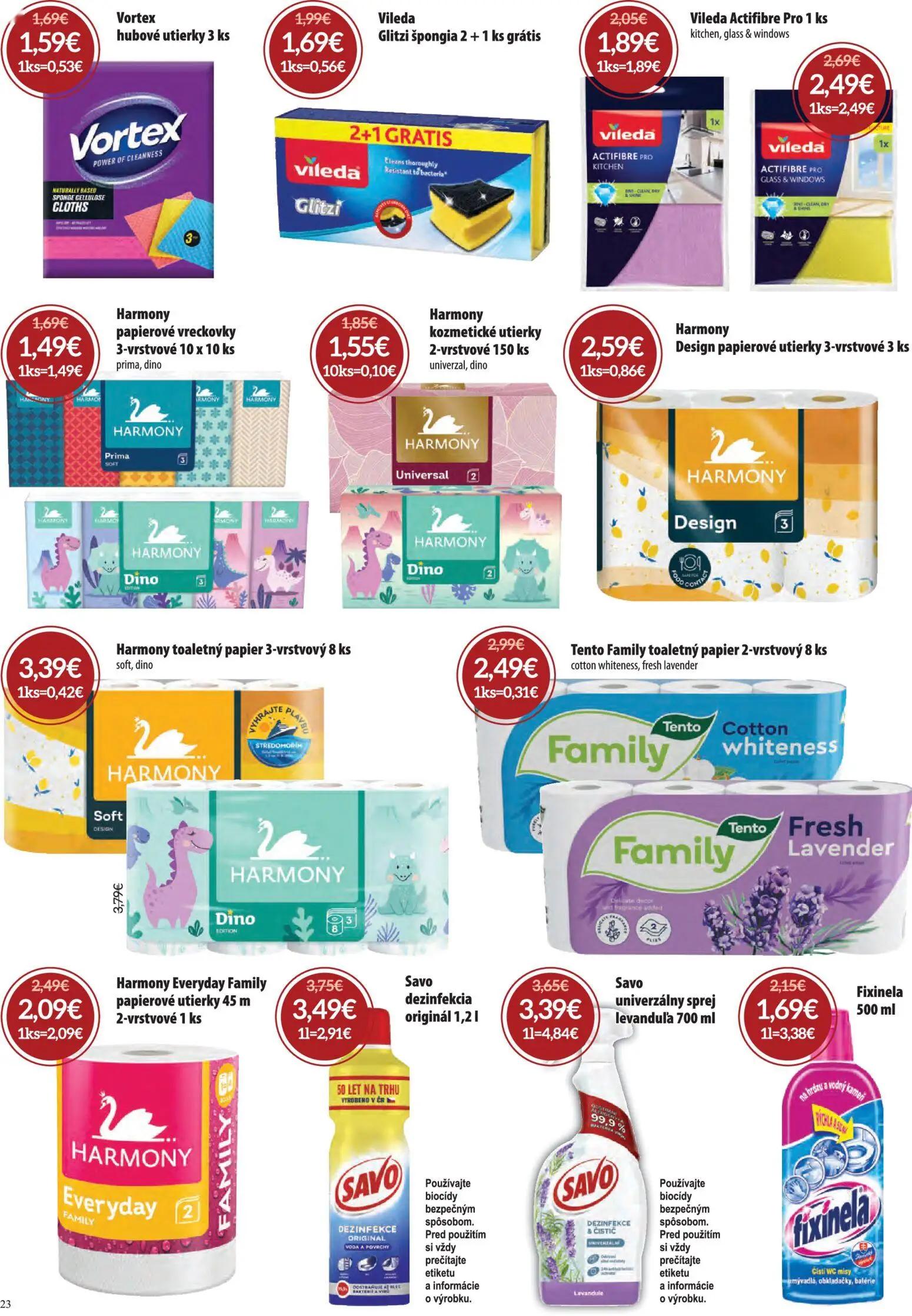 Nitrazdroj leták, strana 23 z 32 — Tento Family toaletný papier 2-vrstvový 8 ks cotton whiteness, fresh lavender, Fixinela 5…