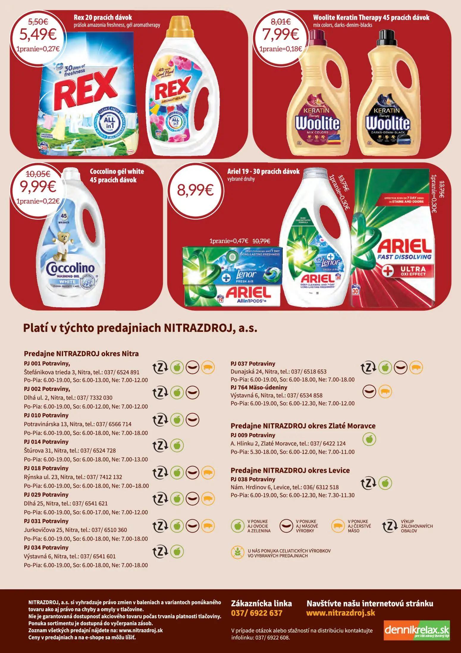 Nitrazdroj leták, strana 24 z 32 — Coccolino gél white 45 pracích dávok, Woolite Keratin Therapy 45 pracích dávok mix colors…