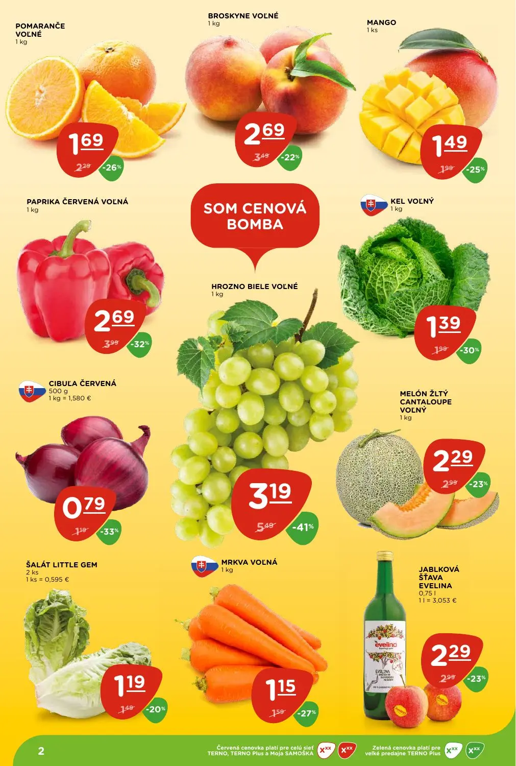 Terno leták, strana 2 z 29 — HROZNO BIELE VOĽNÉ, PAPRIKA ČERVENÁ VOĽNÁ, BROSKYNE VOĽNÉ