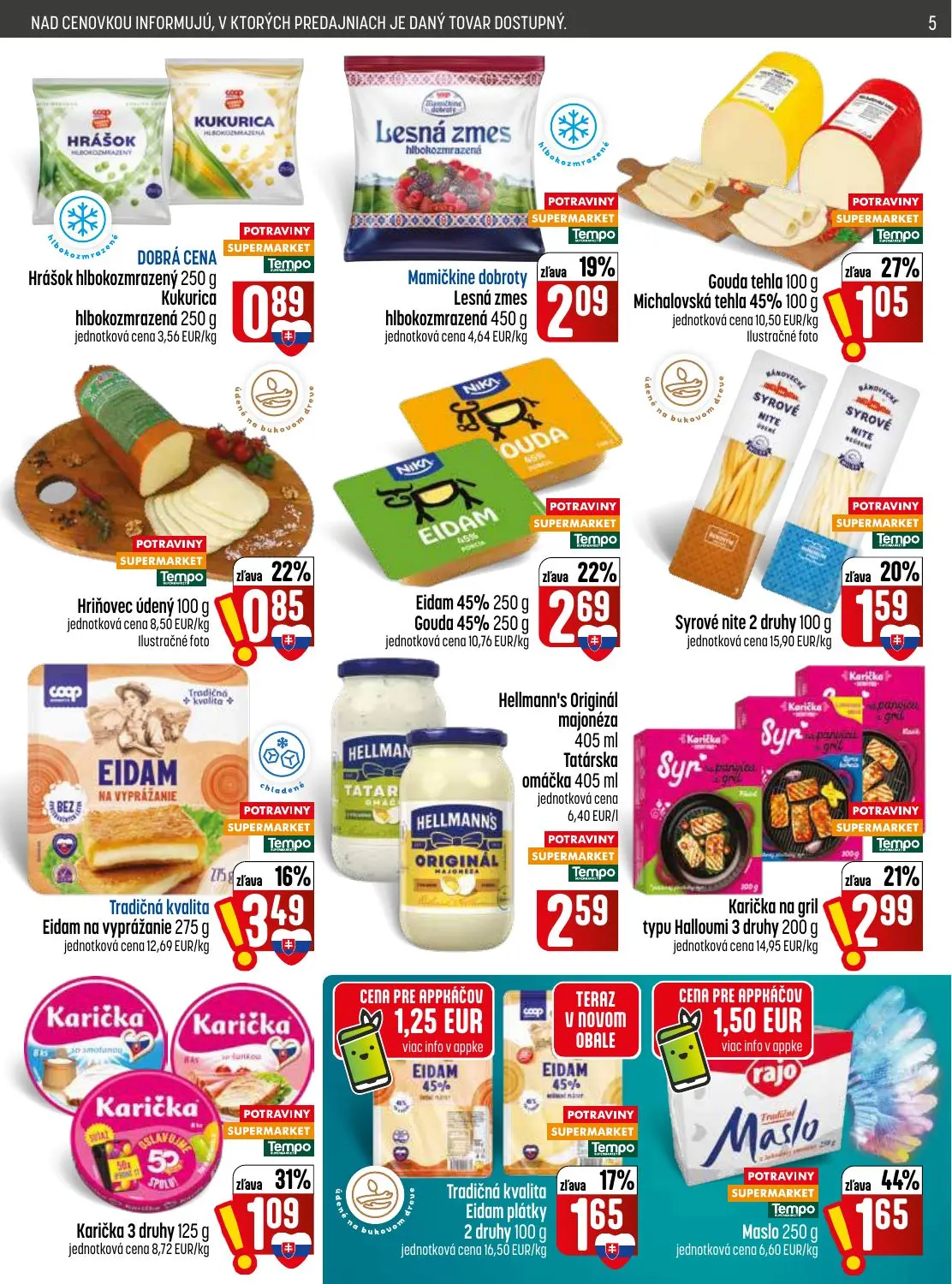 Coop Jednota leták, strana 5 z 28 — Gouda tehla, Michalovská tehla, Hriňovec údený