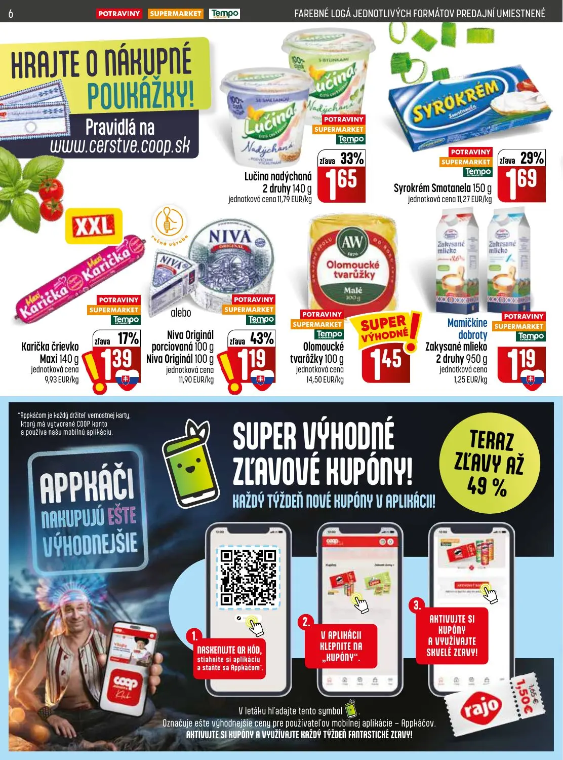 Coop Jednota leták, strana 6 z 28 — Lučina nadýchaná, Syrokrém Smotanela, Karička črievko Maxi