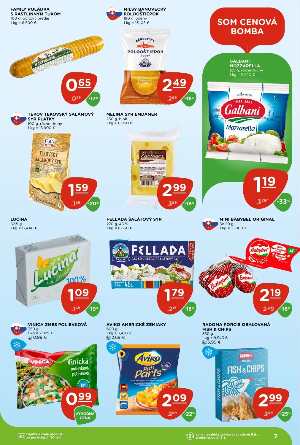 Terno leták, strana 7 z 29 — RADOMA PORCIE OBAĽOVANÁ FISH & CHIPS, MELINA SYR EMDAMER, GALBANI MOZZARELLA